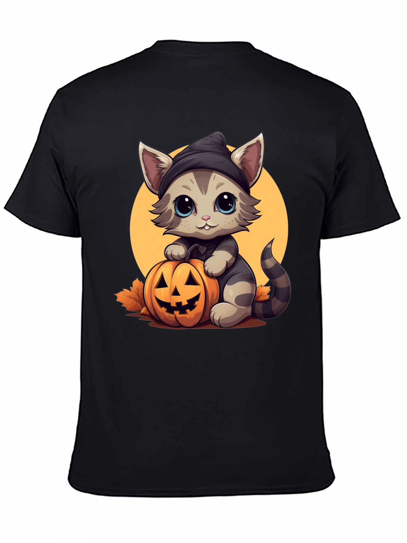 Halloween Cat T-Shirt - Cute Kitten Pumpkin Design