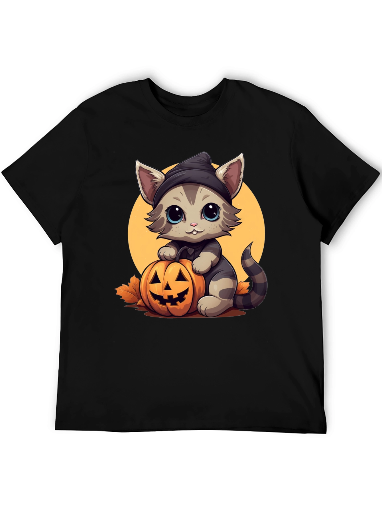 Halloween Cat T-Shirt - Cute Kitten Pumpkin Design