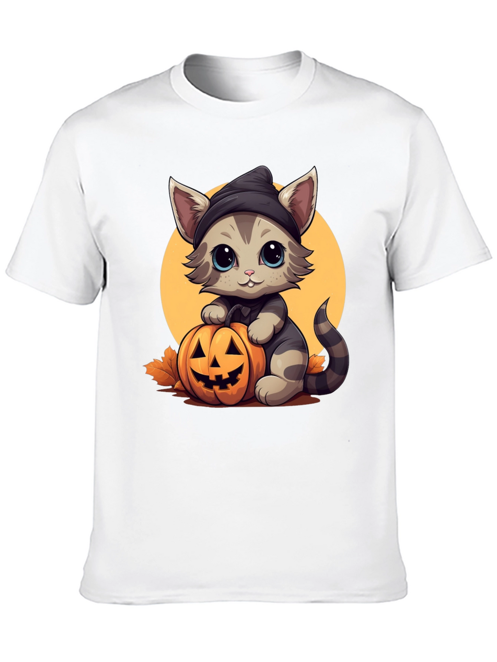 Halloween Cat T-Shirt - Cute Kitten Pumpkin Design