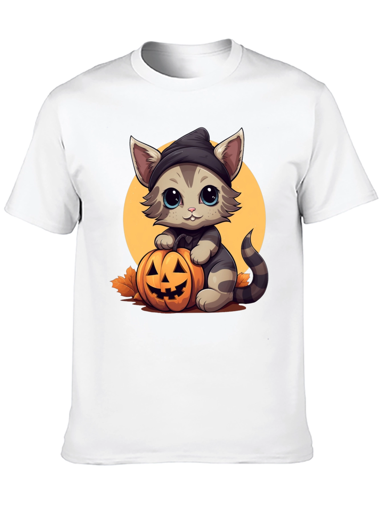 Halloween Cat T-Shirt - Cute Kitten Pumpkin Design