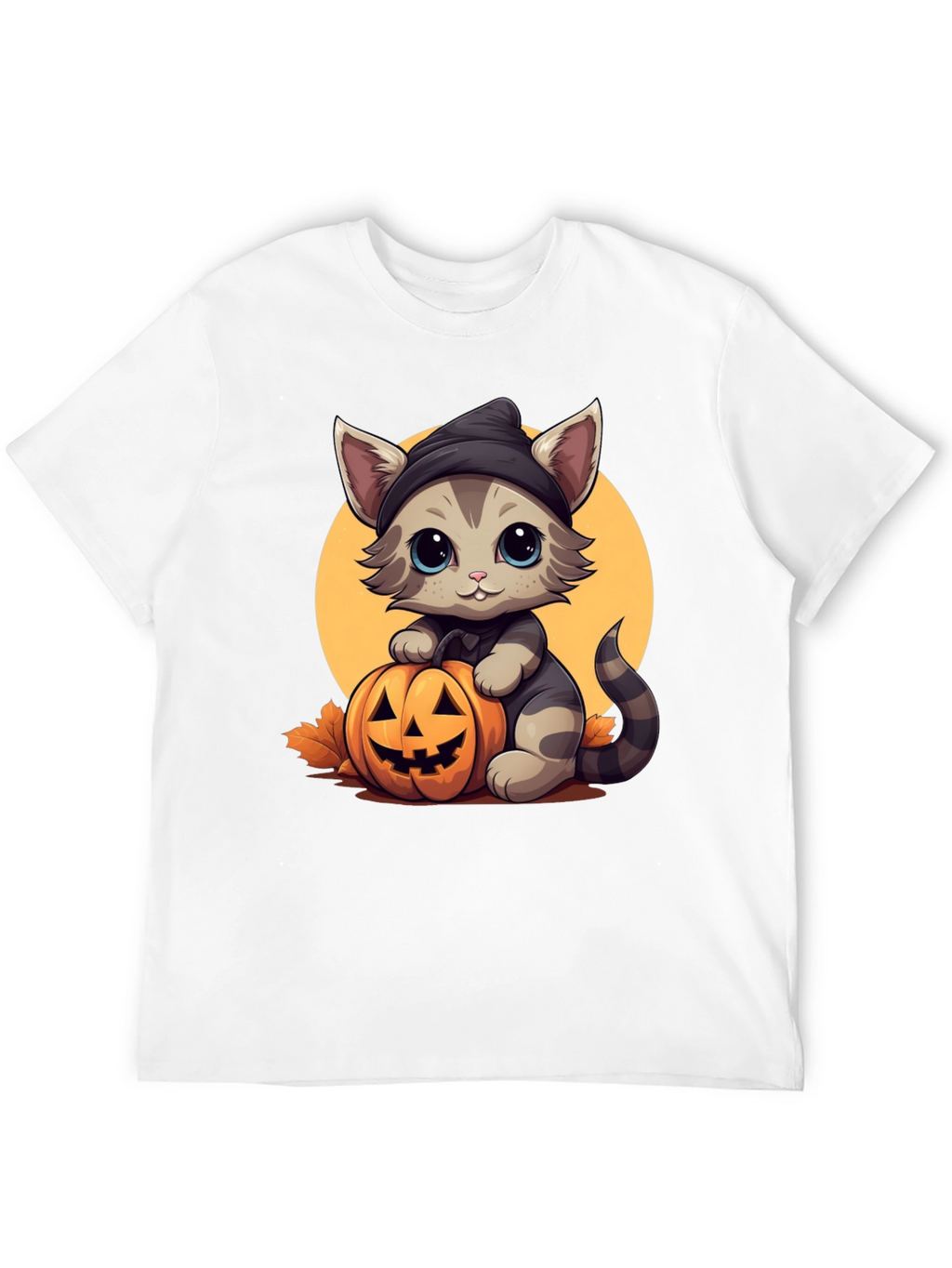 Halloween Cat T-Shirt - Cute Kitten Pumpkin Design