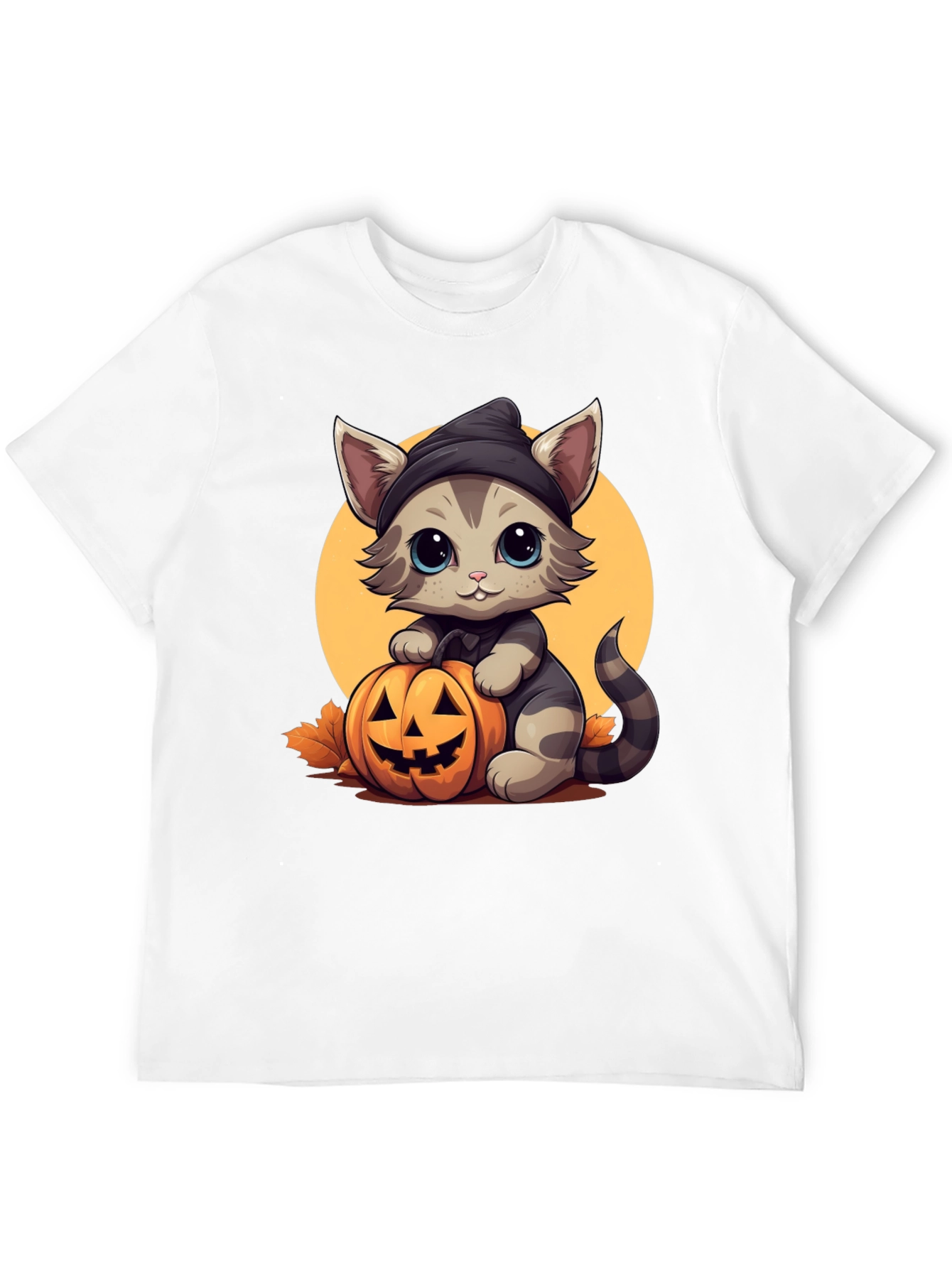 Halloween Cat T-Shirt - Cute Kitten Pumpkin Design