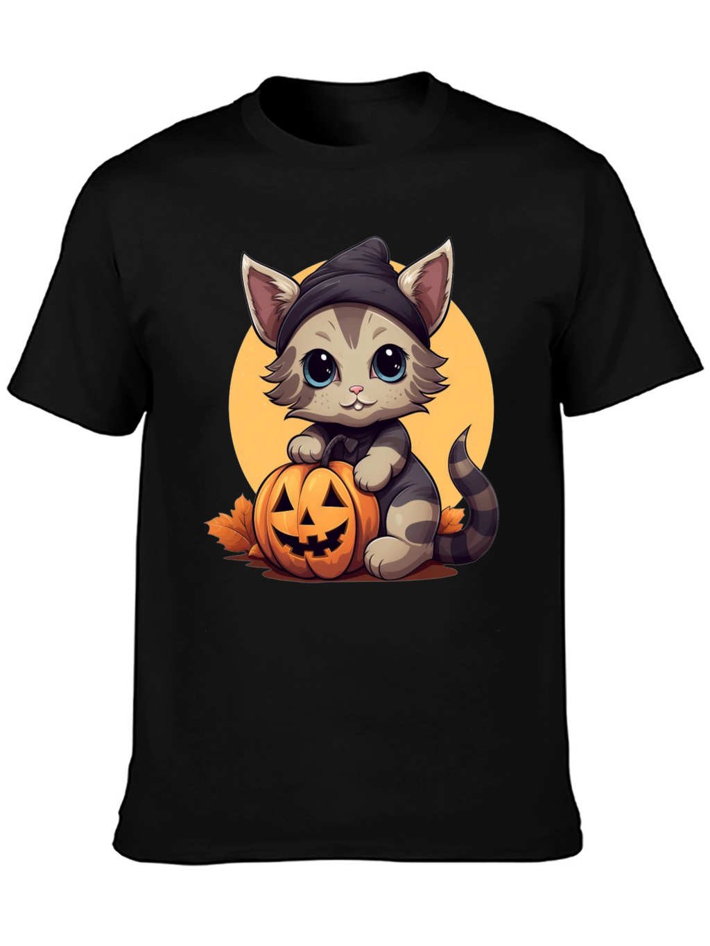 Halloween Cat T-Shirt - Cute Kitten Pumpkin Design