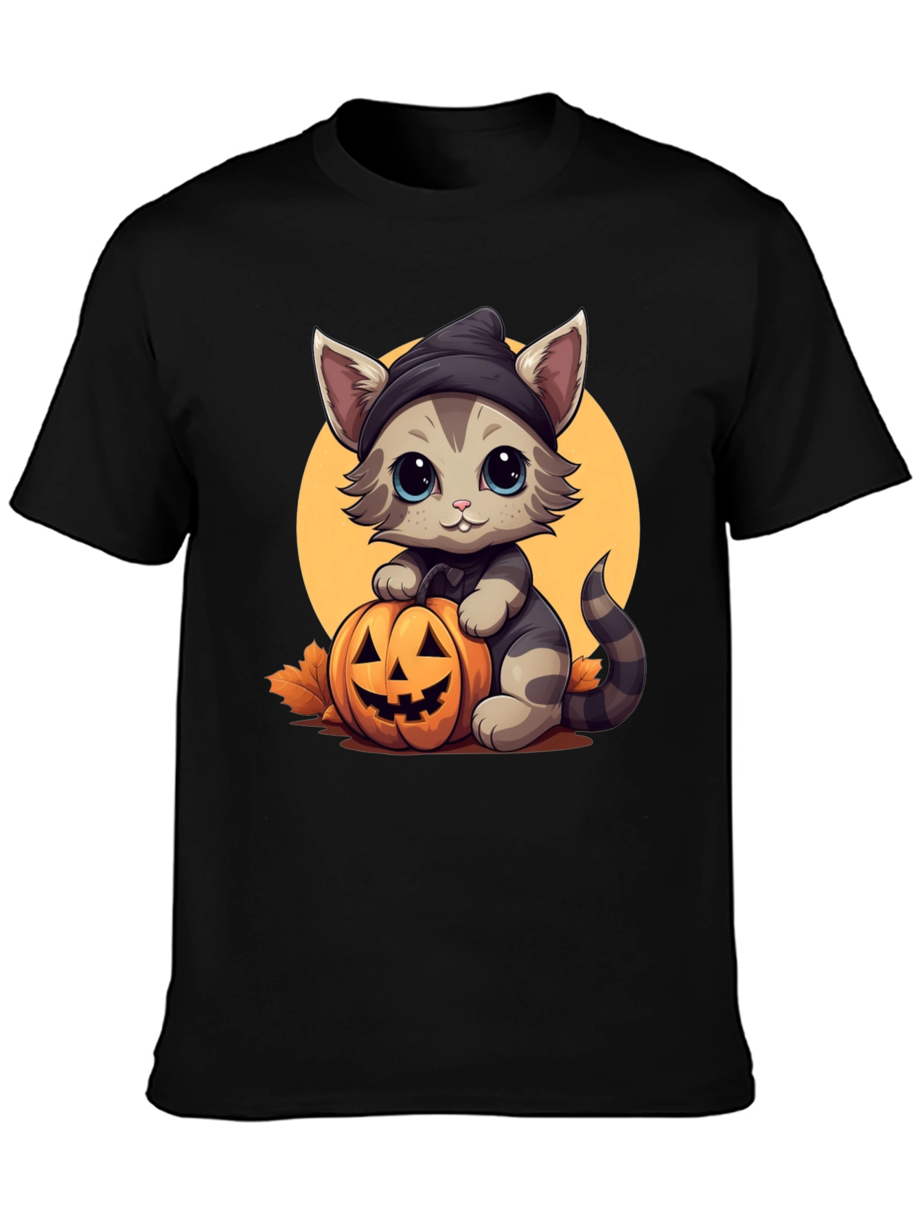 Halloween Cat T-Shirt - Cute Kitten Pumpkin Design