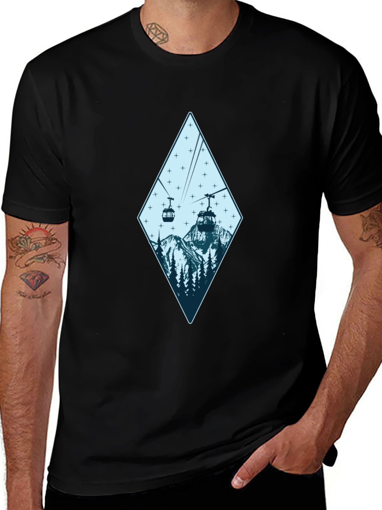 Mountain Gondola Graphic Tee - Black
