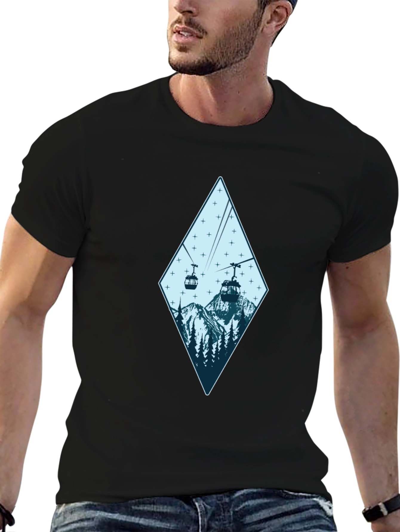 Mountain Gondola Graphic Tee - Black