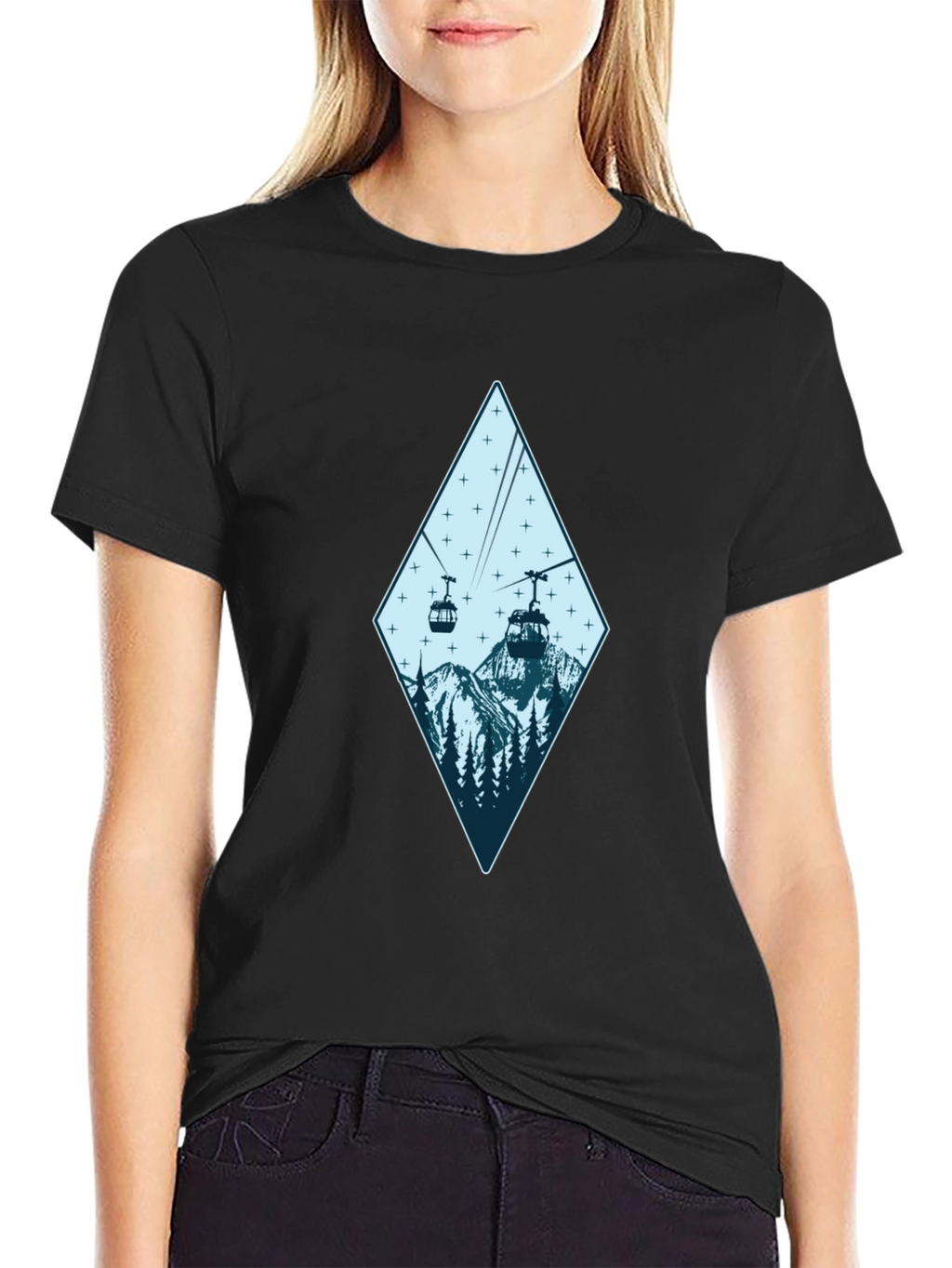Mountain Gondola Graphic Tee - Black