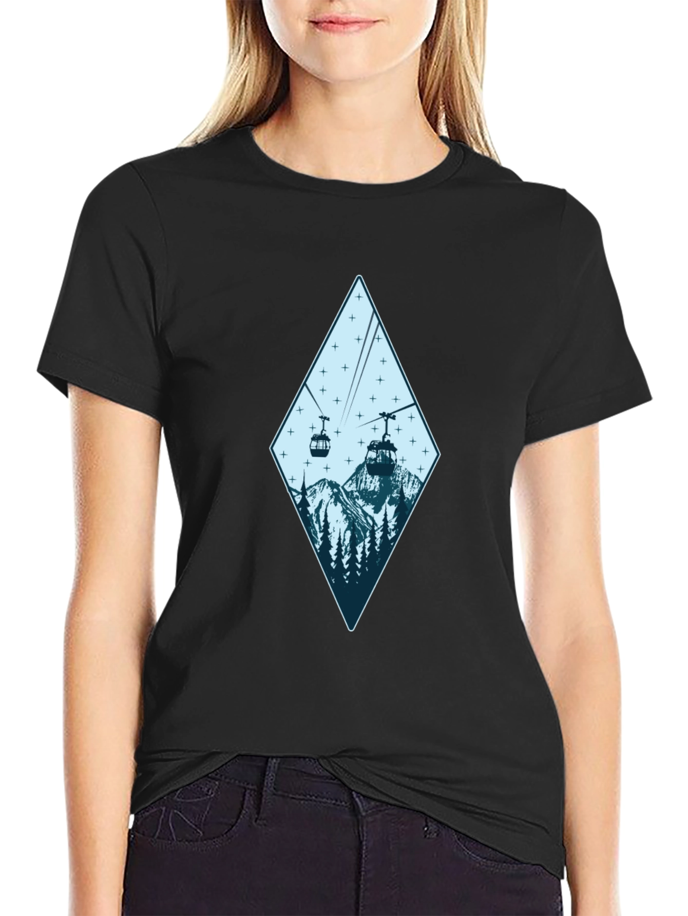 Mountain Gondola Graphic Tee - Black