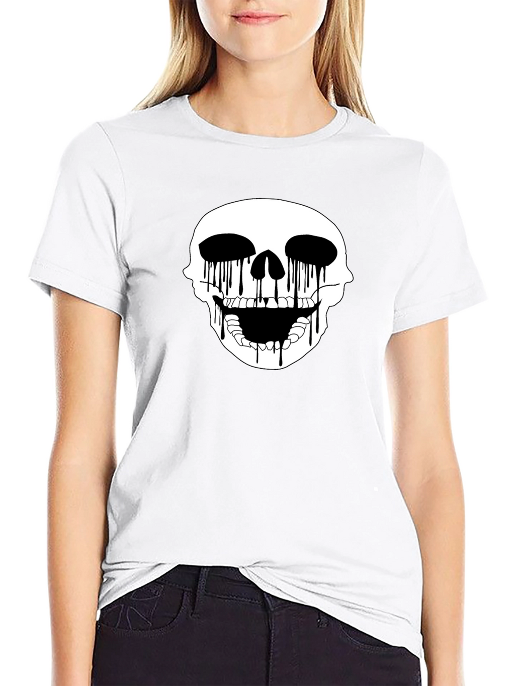 Skull Drip Graphic Tee - Edgy Black T-Shirt