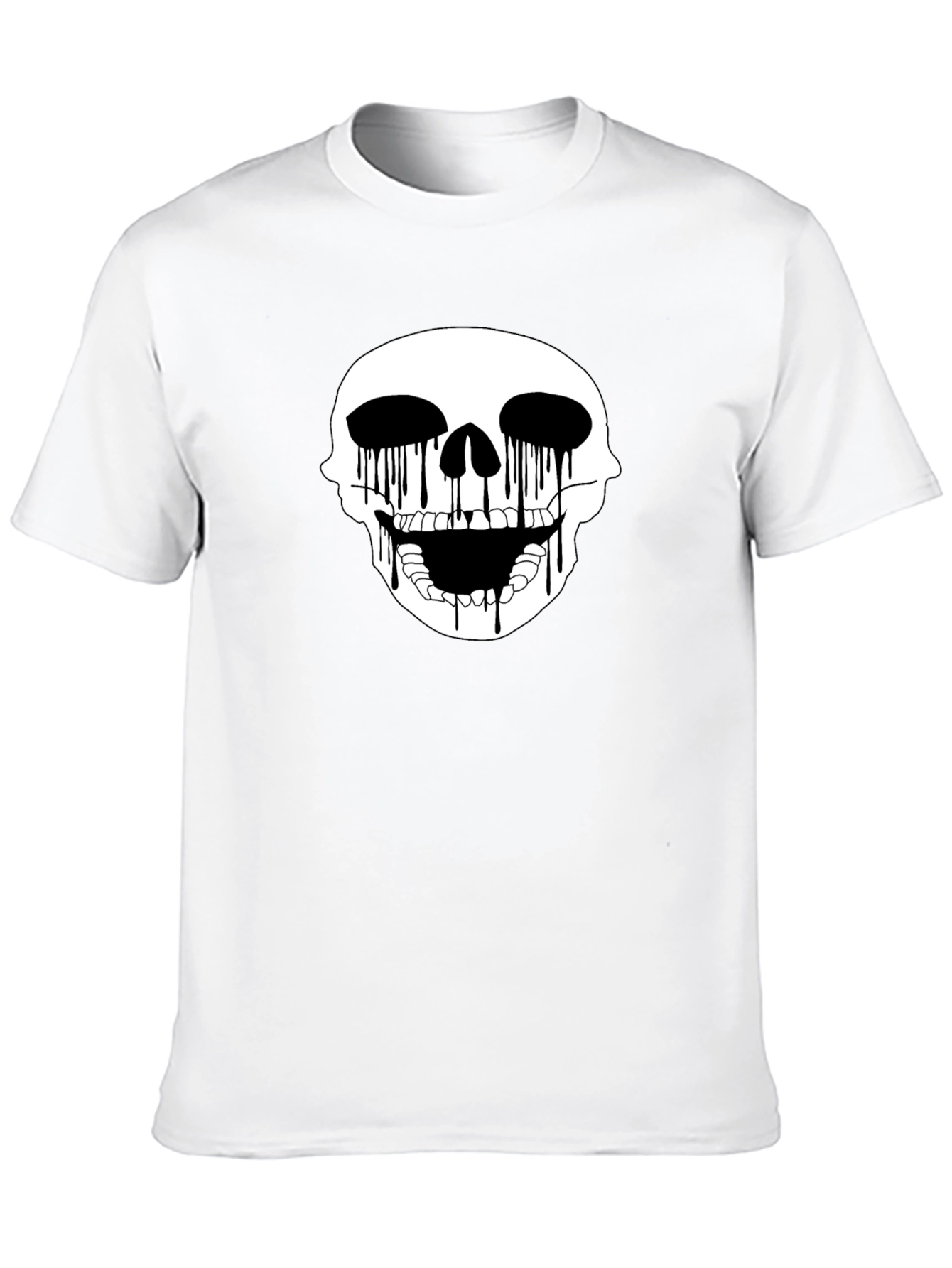 Skull Drip Graphic Tee - Edgy Black T-Shirt