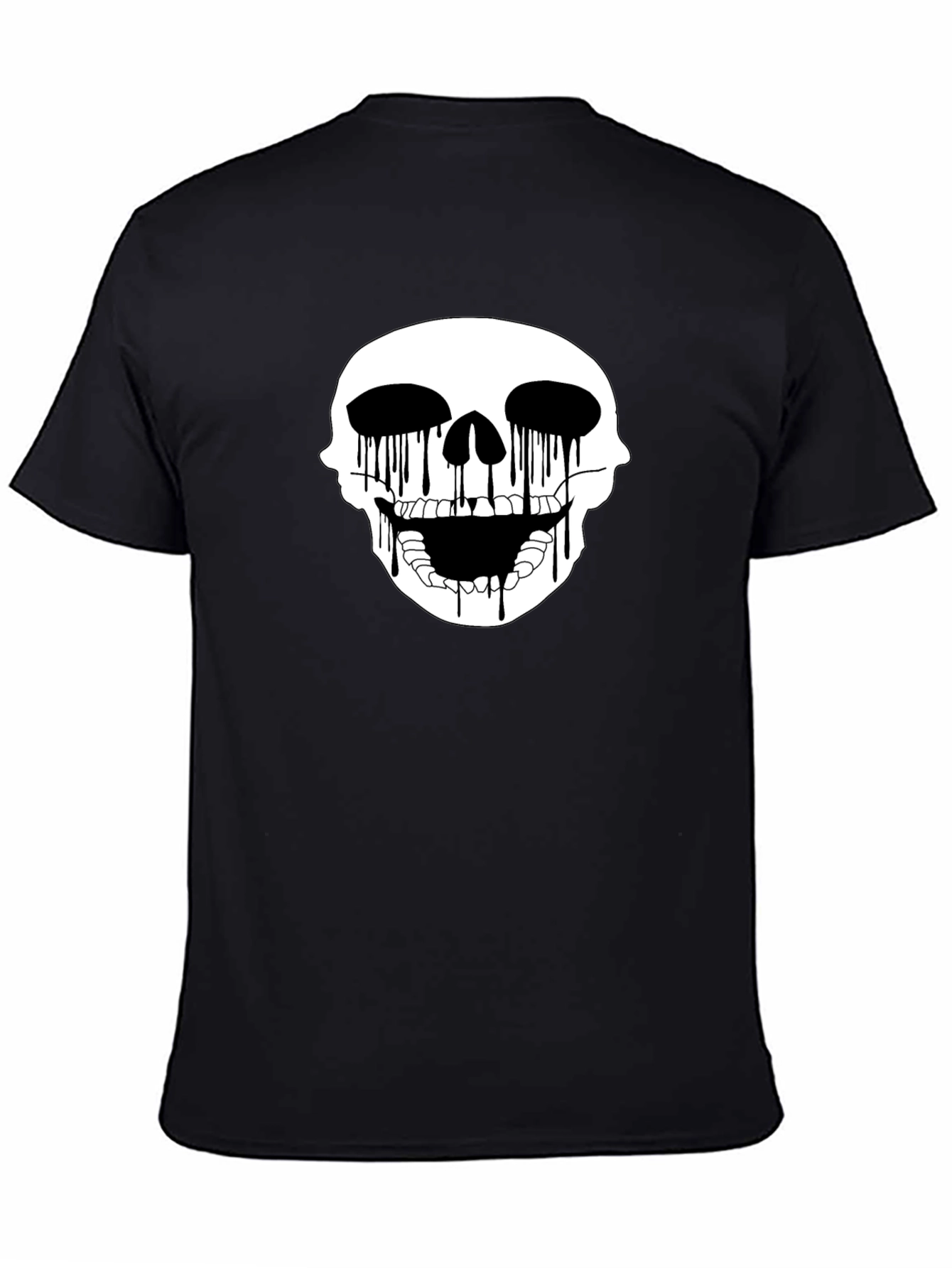 Skull Drip Graphic Tee - Edgy Black T-Shirt
