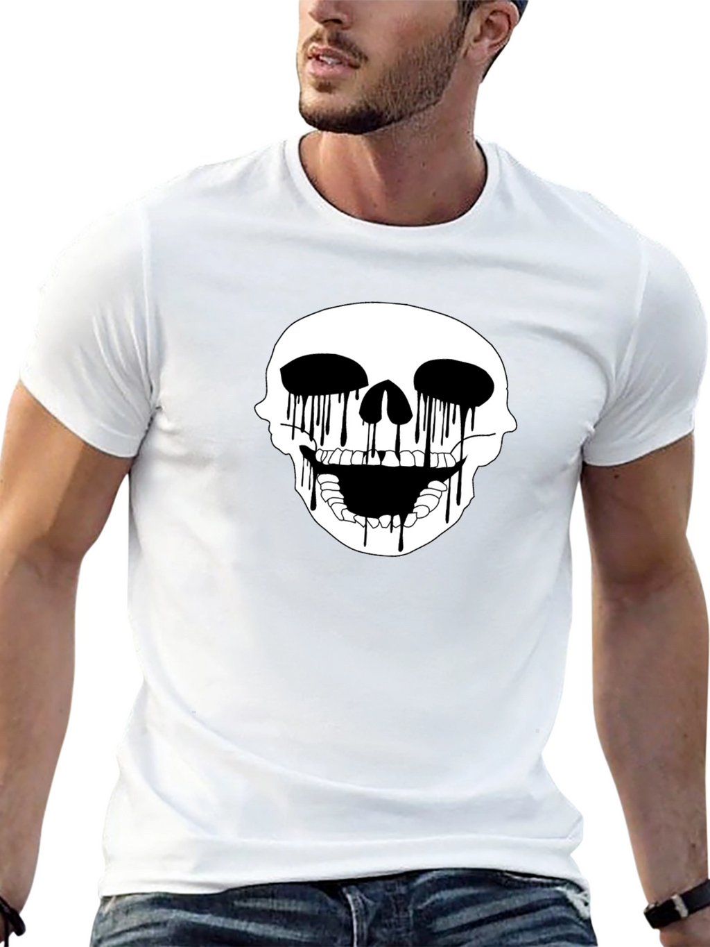 Skull Drip Graphic Tee - Edgy Black T-Shirt