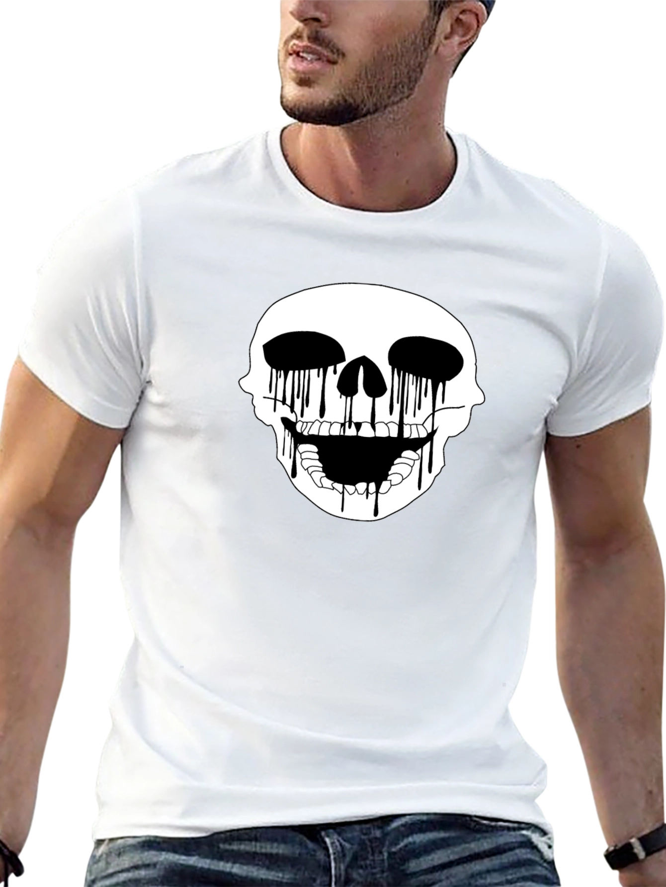 Skull Drip Graphic Tee - Edgy Black T-Shirt