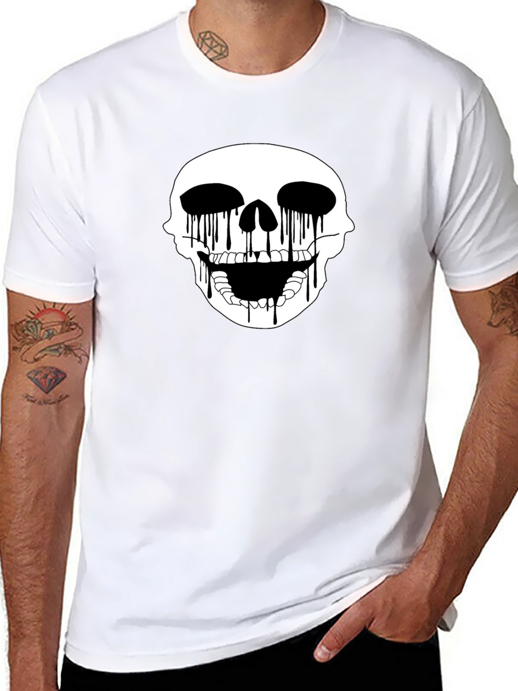 Skull Drip Graphic Tee - Edgy Black T-Shirt