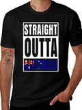 Straight Outta Australia Black Graphic T-Shirt