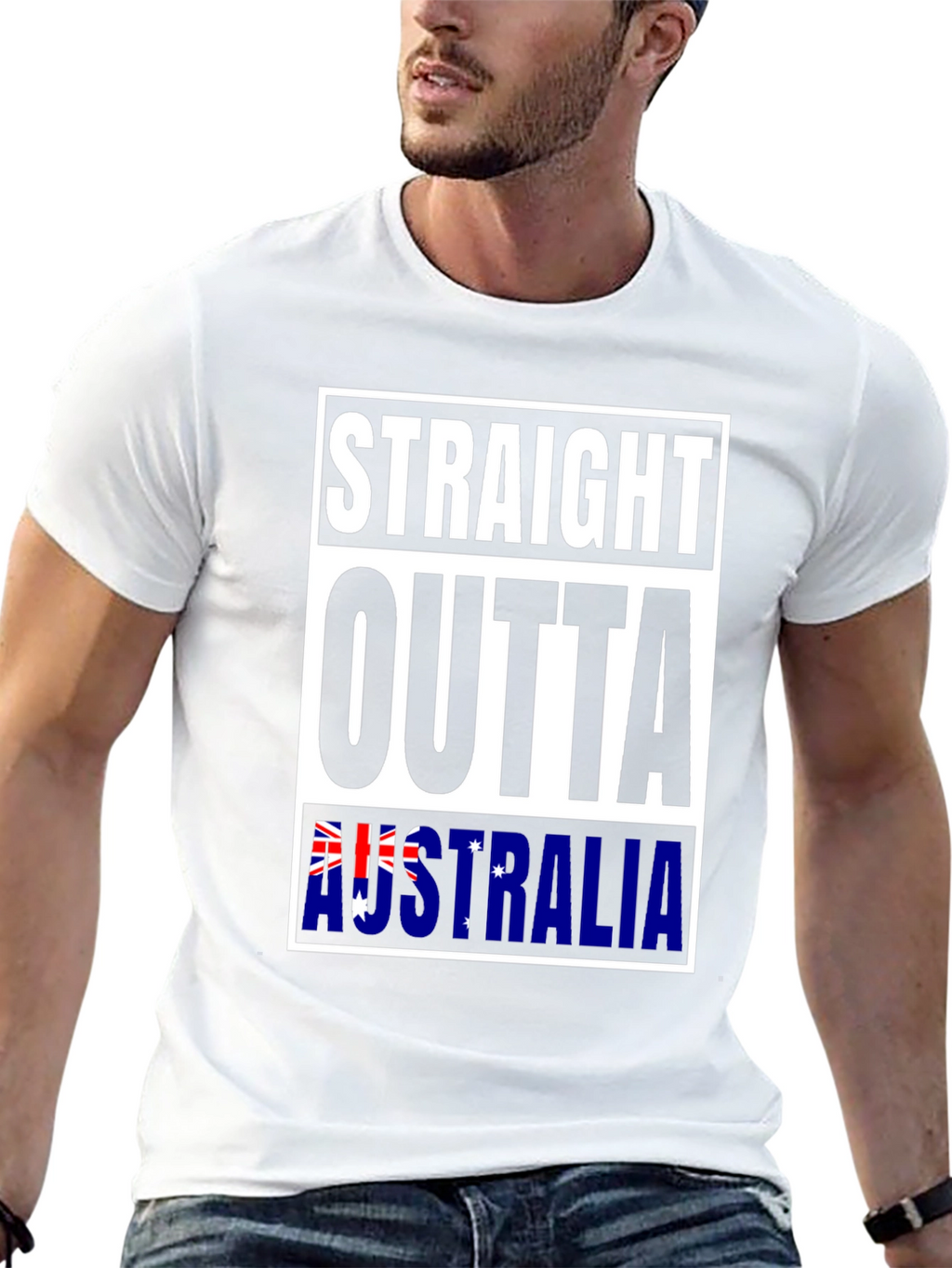 Straight Outta Australia Black Graphic T-Shirt
