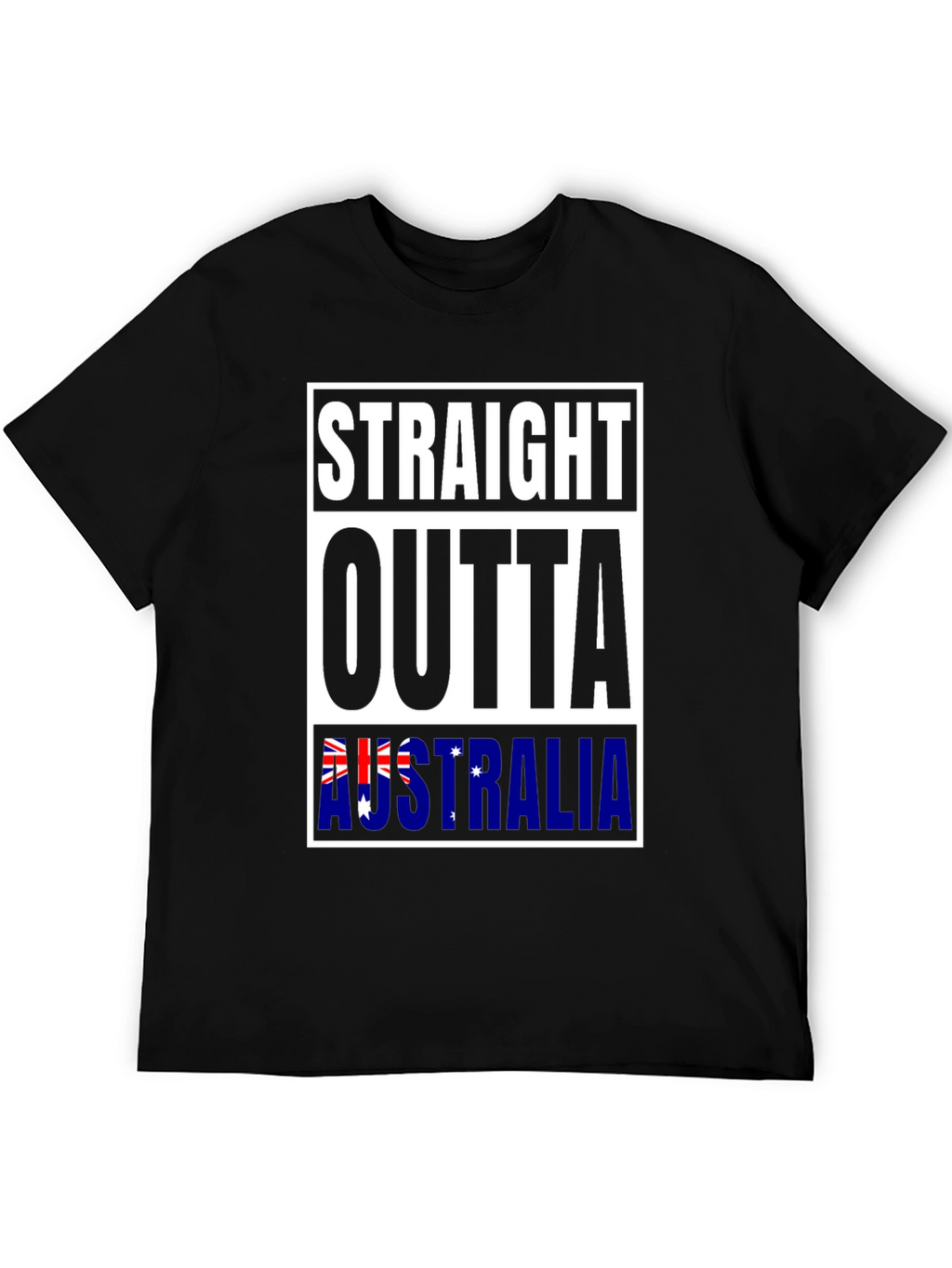 Straight Outta Australia Black Graphic T-Shirt