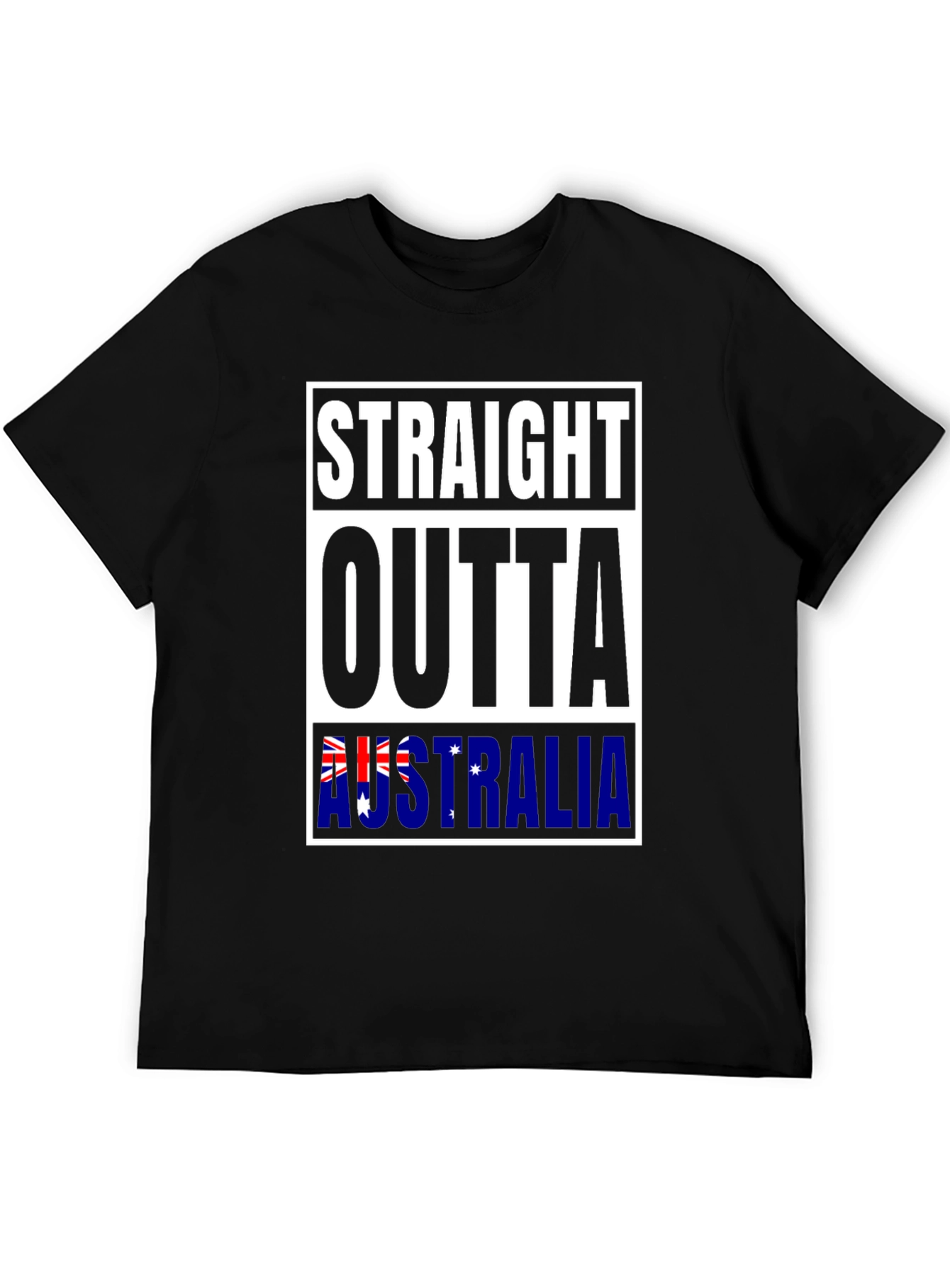 Straight Outta Australia Black Graphic T-Shirt