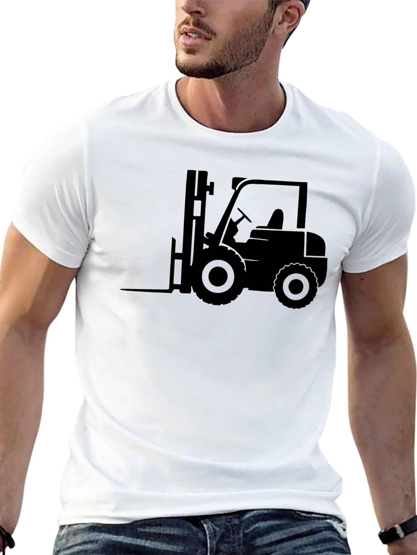 Forklift Graphic Tee - Black Crew Neck T-Shirt