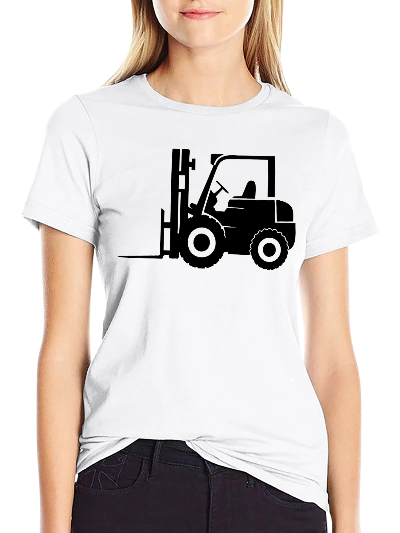 Forklift Graphic Tee - Black Crew Neck T-Shirt