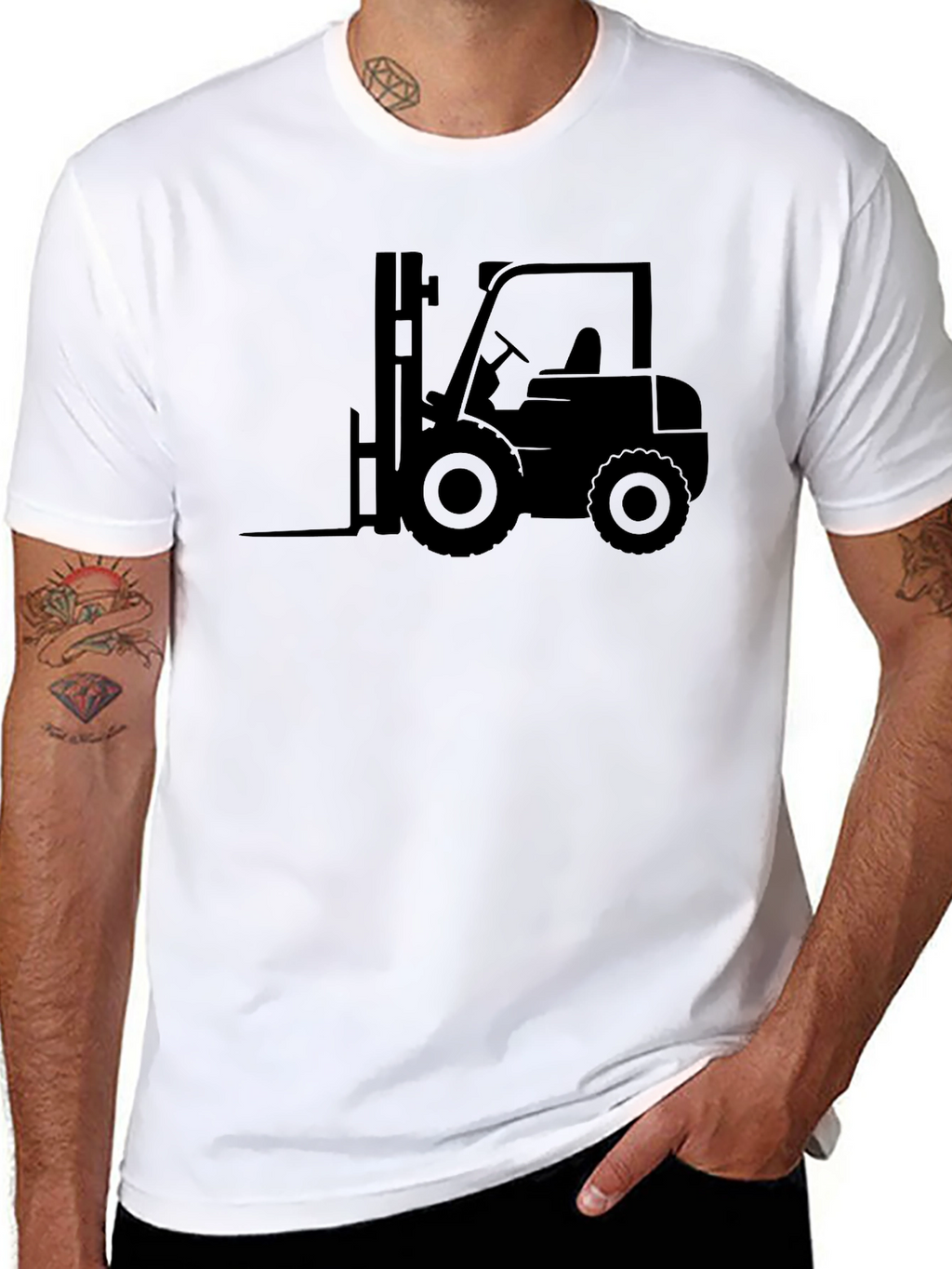 Forklift Graphic Tee - Black Crew Neck T-Shirt