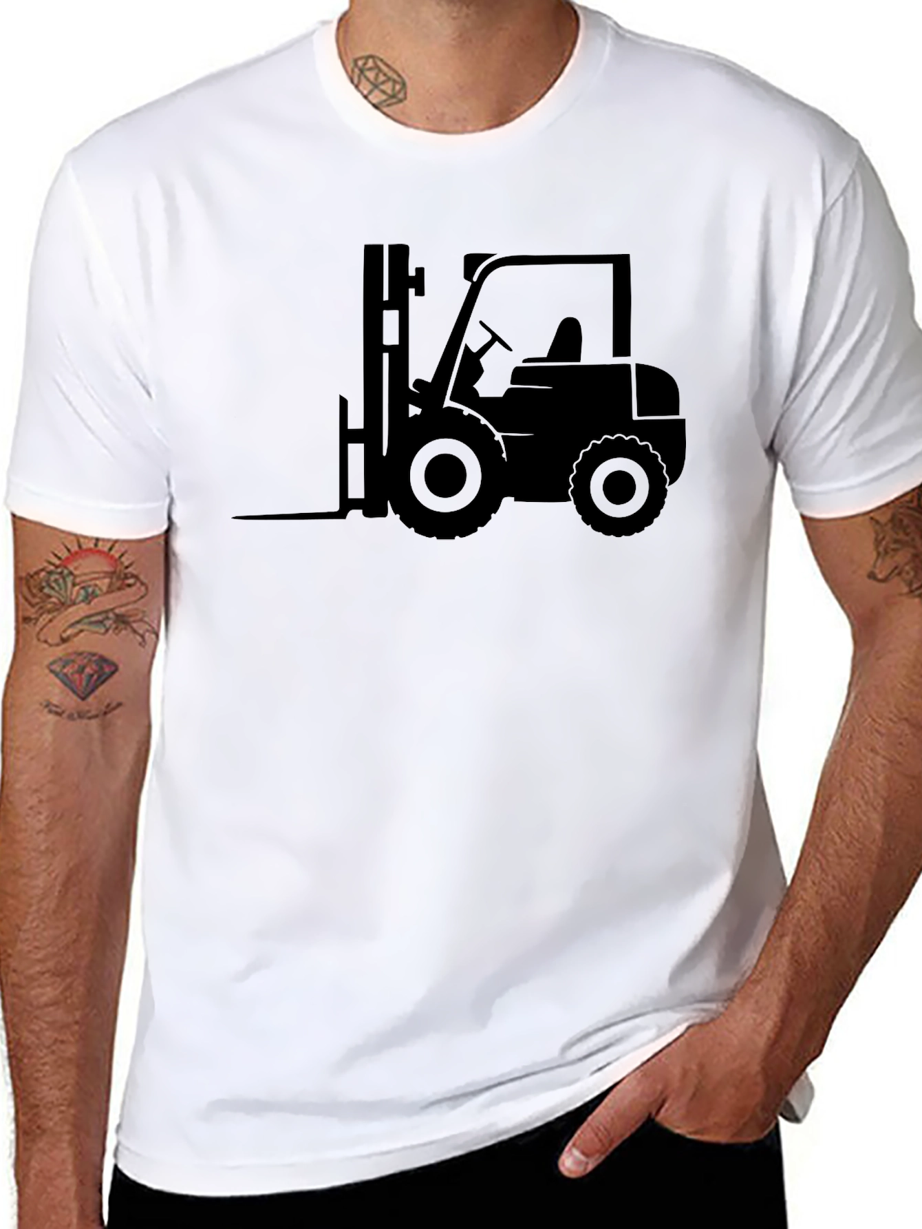 Forklift Graphic Tee - Black Crew Neck T-Shirt