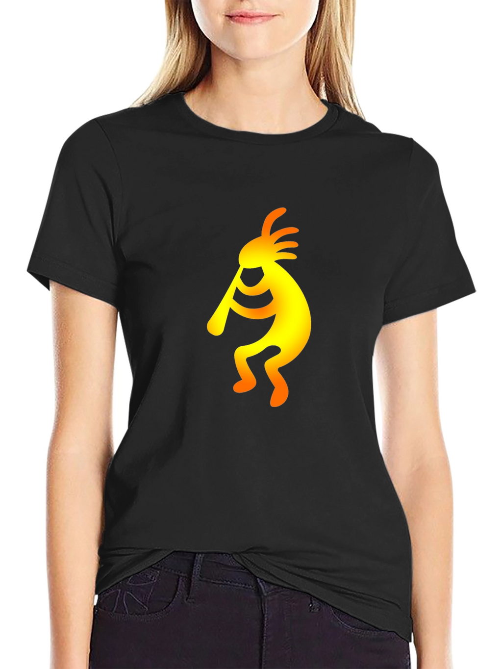 Kokopelli Graphic Tee - Black Cotton T-Shirt