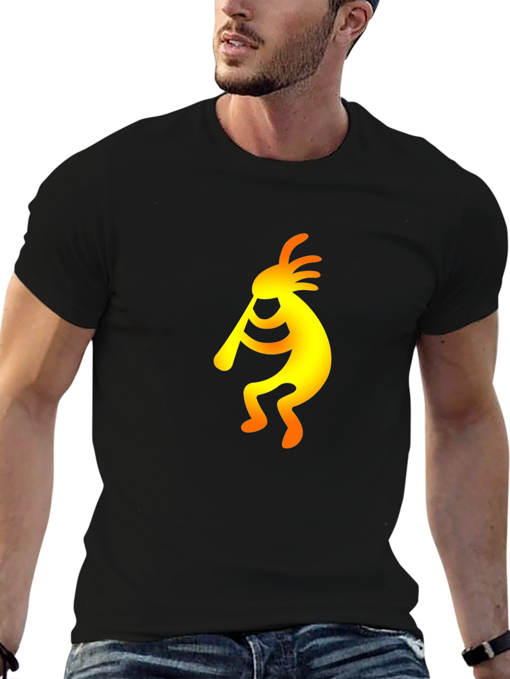 Kokopelli Graphic Tee - Black Cotton T-Shirt