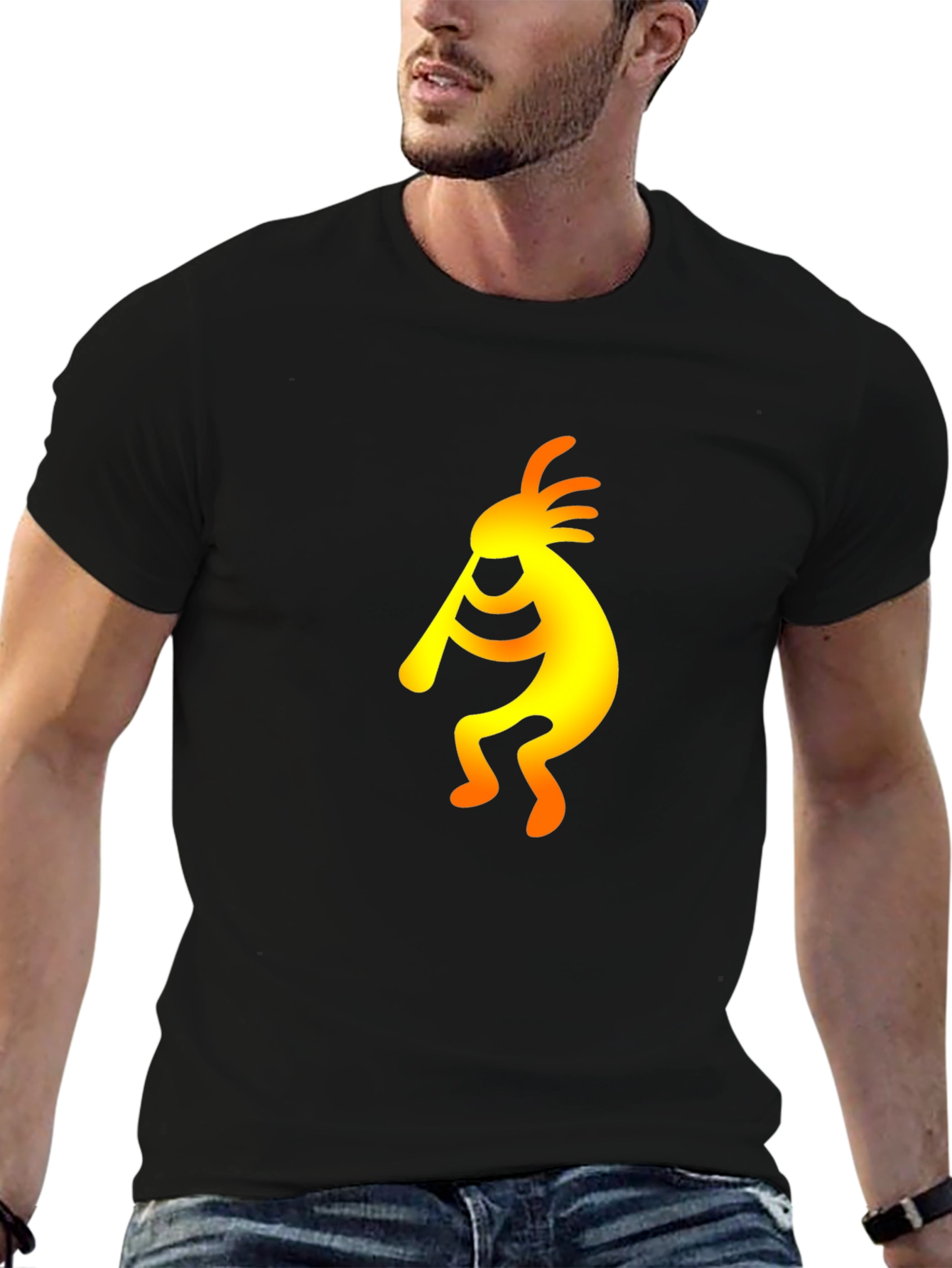 Kokopelli Graphic Tee - Black Cotton T-Shirt