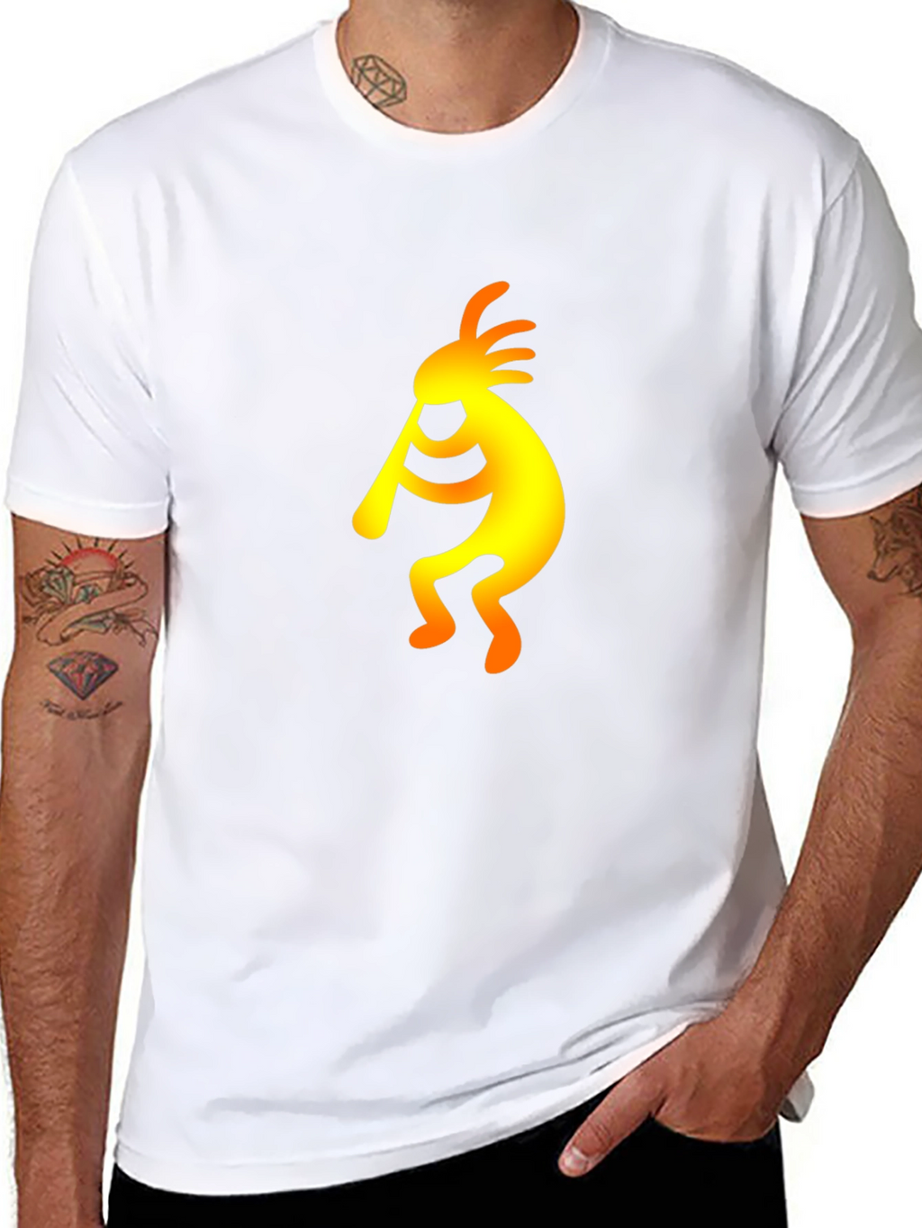 Kokopelli Graphic Tee - Black Cotton T-Shirt
