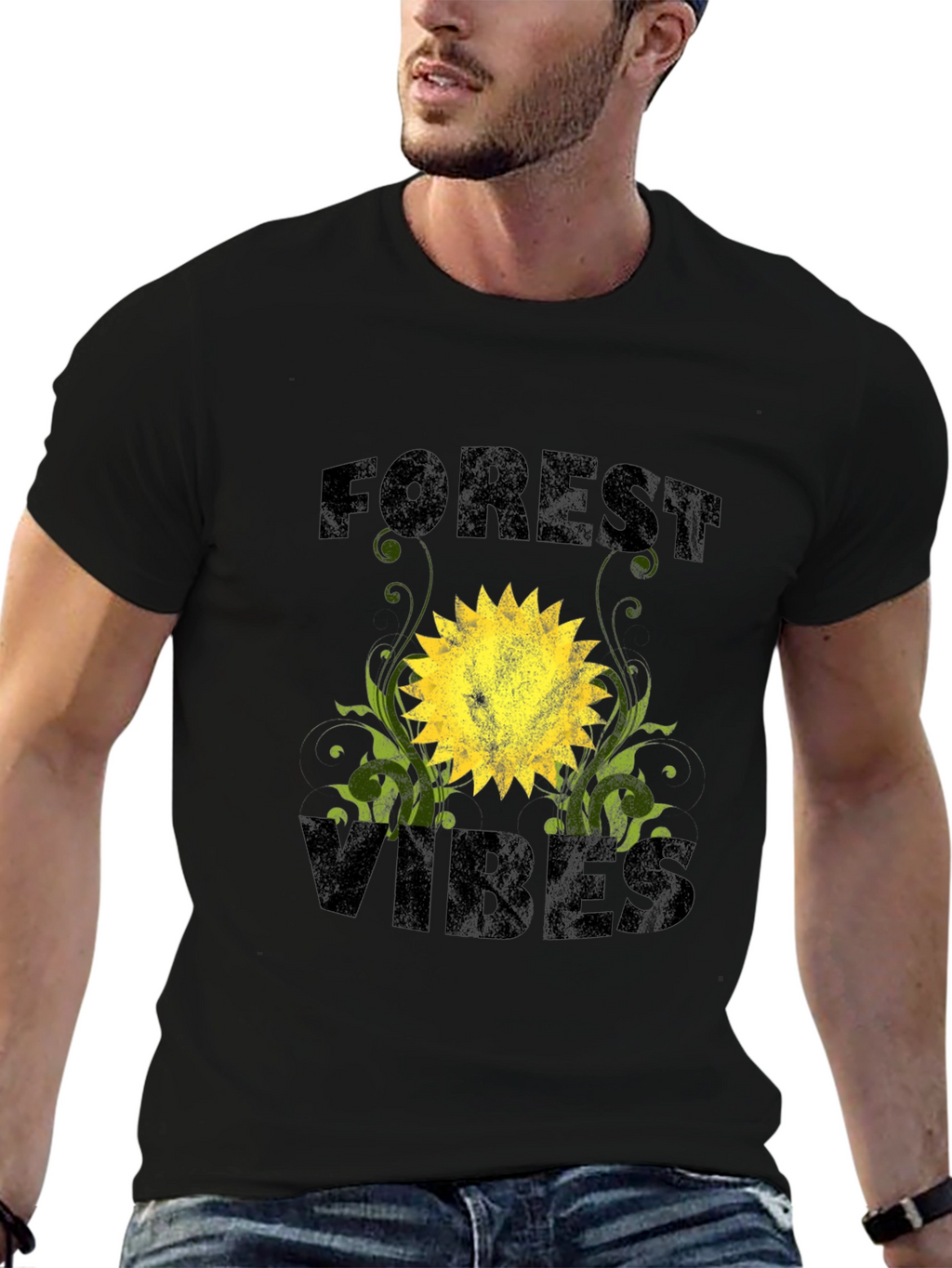 Forest Vibes Graphic T-Shirt - Black