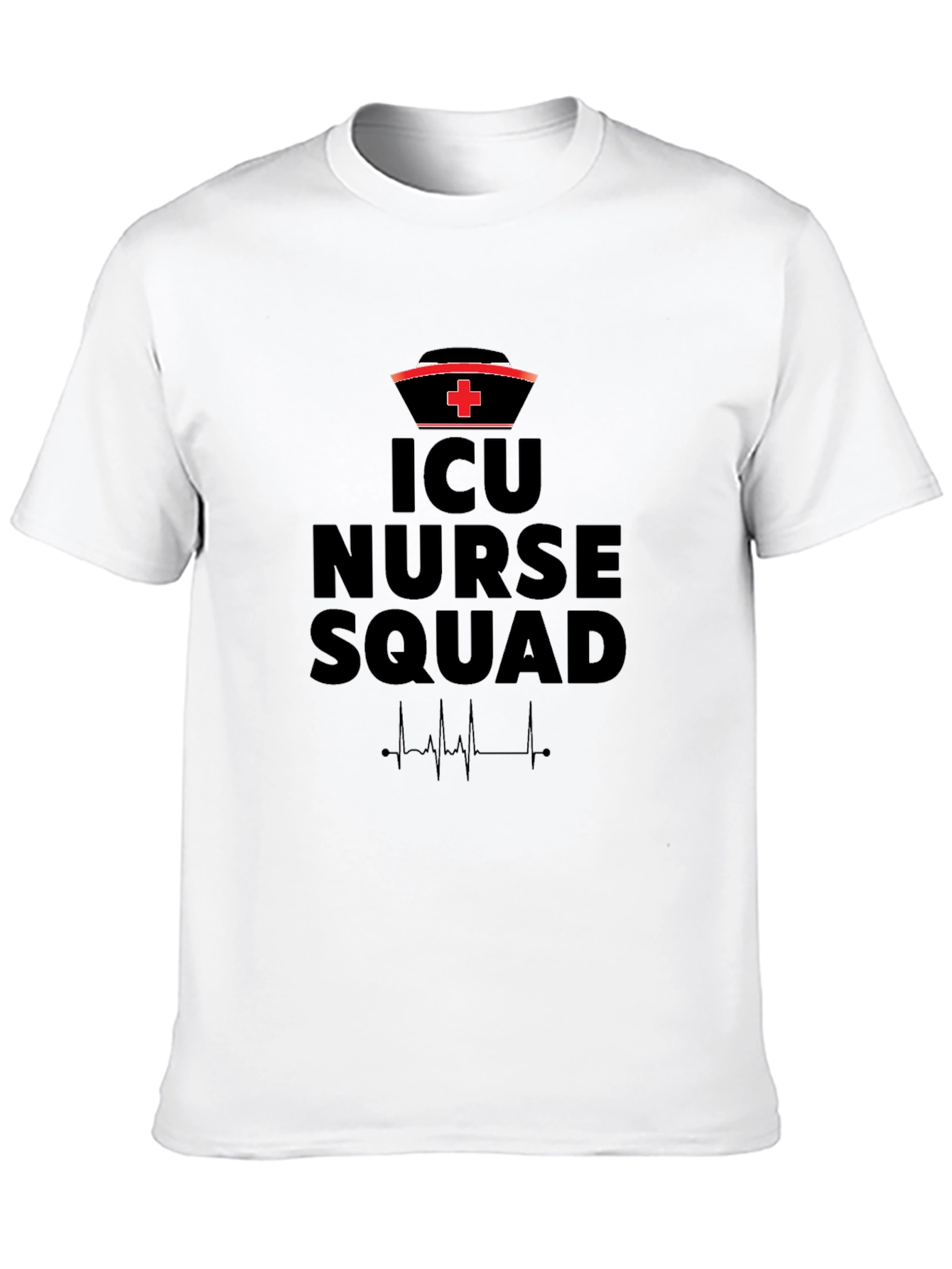 ICU Nurse Squad Black T-Shirt - Heartbeat Design