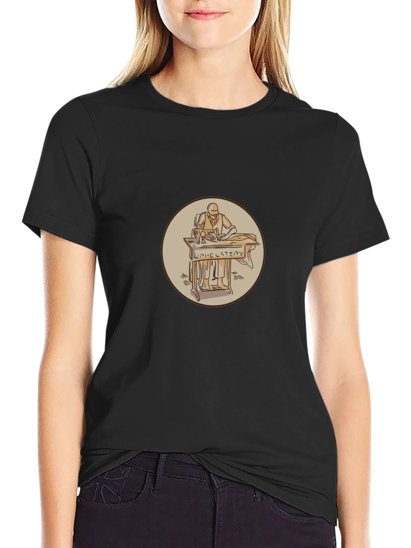 Upholstery Sewing Black T-Shirt