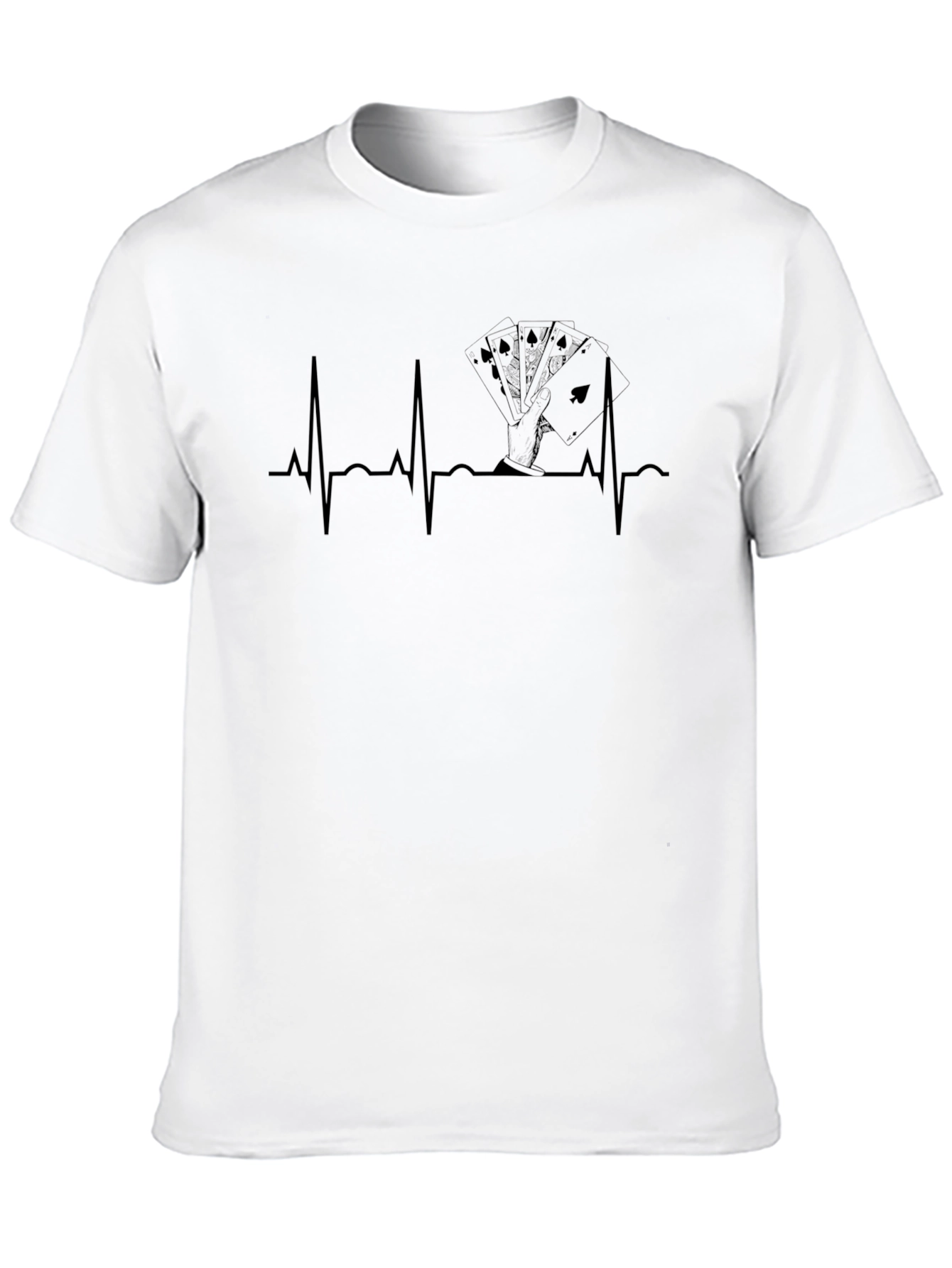Poker Heartbeat T-Shirt - Black Casual Tee