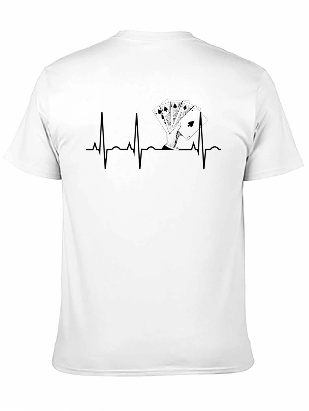 Poker Heartbeat T-Shirt - Black Casual Tee