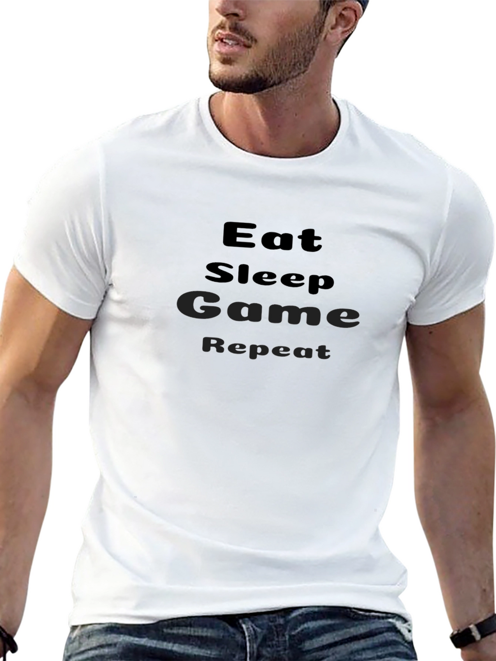 Eat Sleep Game Repeat Black T-Shirt