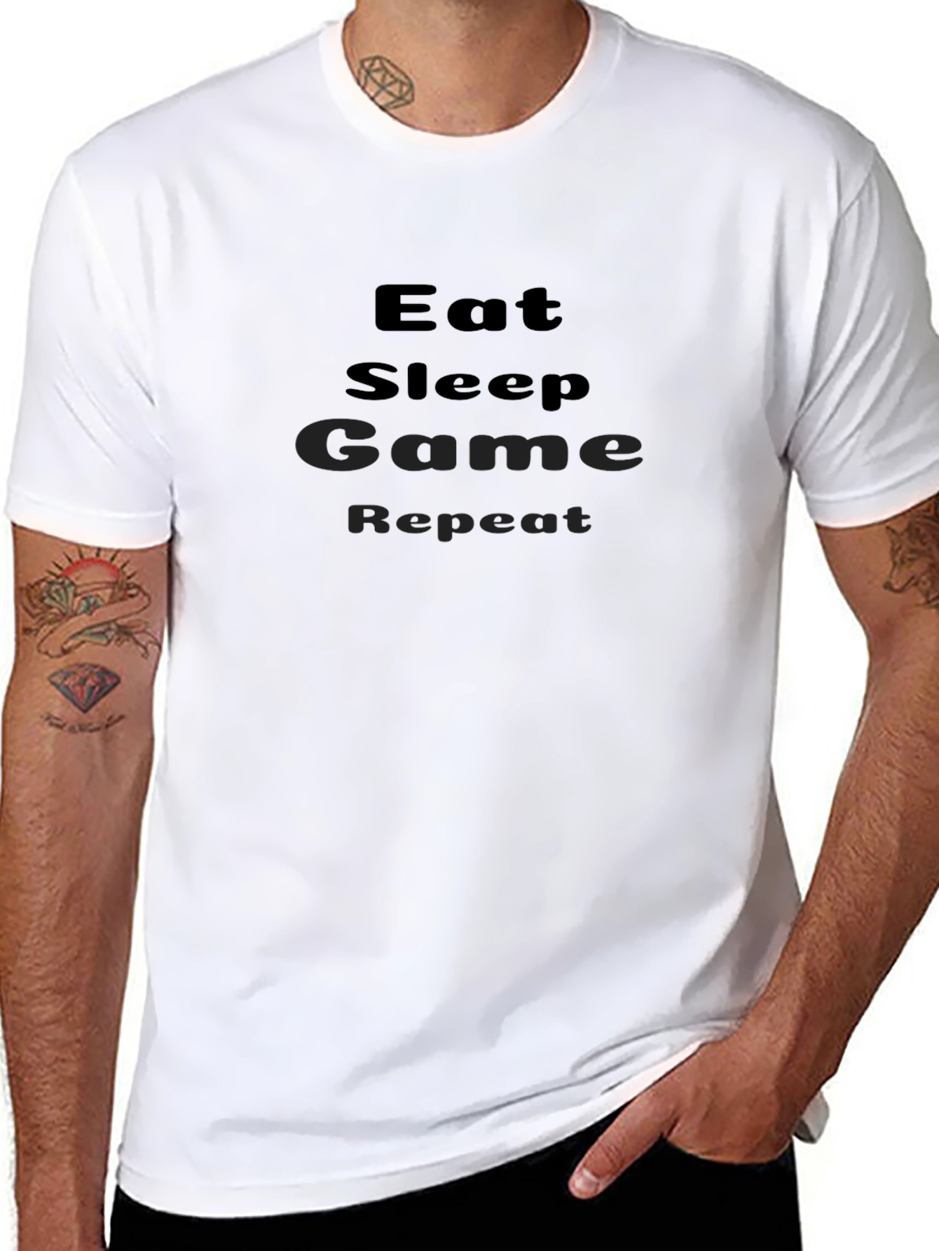 Eat Sleep Game Repeat Black T-Shirt