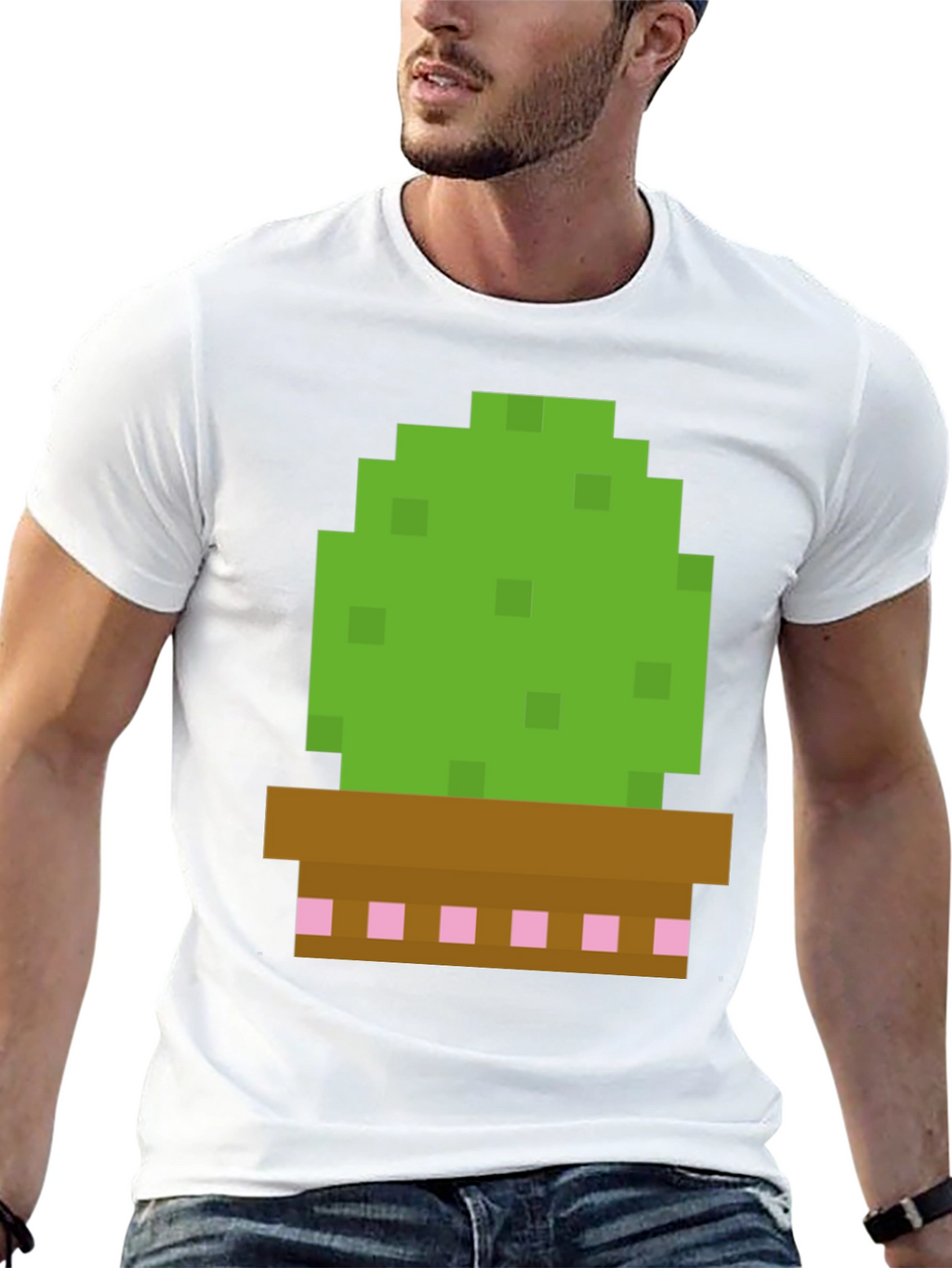 Pixel Cactus Graphic Tee - Gamer Style Shirt
