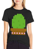 Pixel Cactus Graphic Tee - Gamer Style Shirt