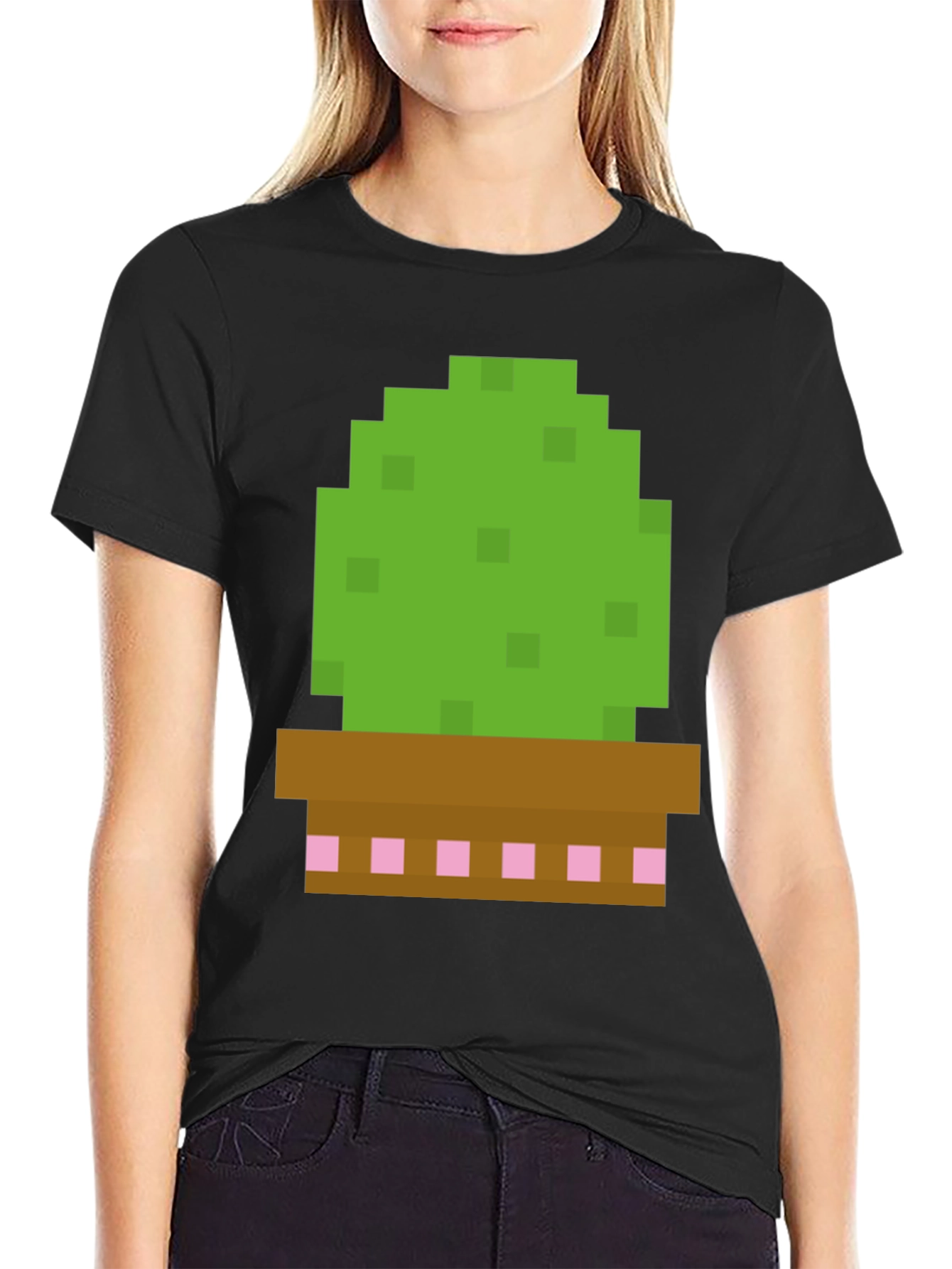 Pixel Cactus Graphic Tee - Gamer Style Shirt