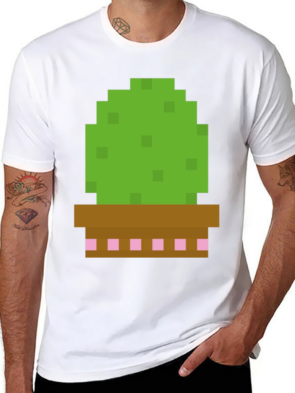 Pixel Cactus Graphic Tee - Gamer Style Shirt
