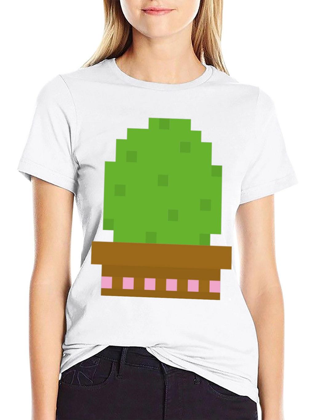 Pixel Cactus Graphic Tee - Gamer Style Shirt