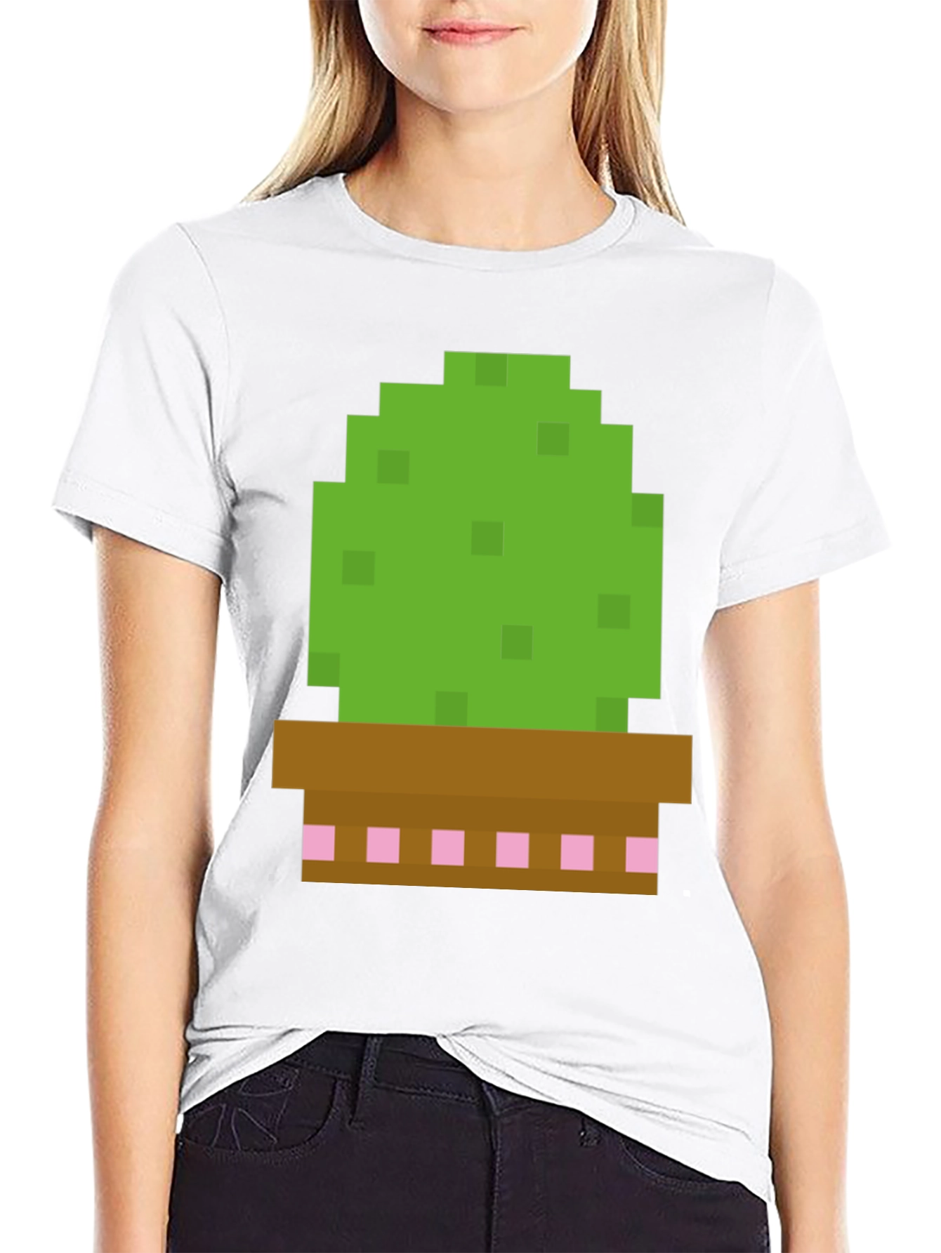 Pixel Cactus Graphic Tee - Gamer Style Shirt