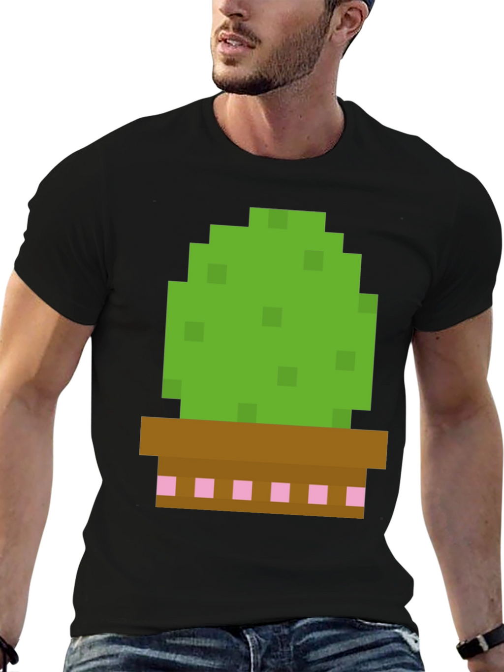 Pixel Cactus Graphic Tee - Gamer Style Shirt