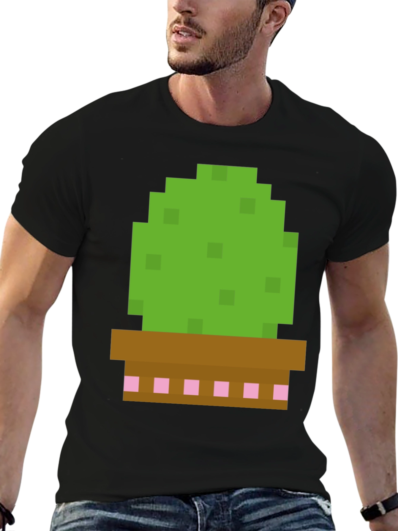 Pixel Cactus Graphic Tee - Gamer Style Shirt