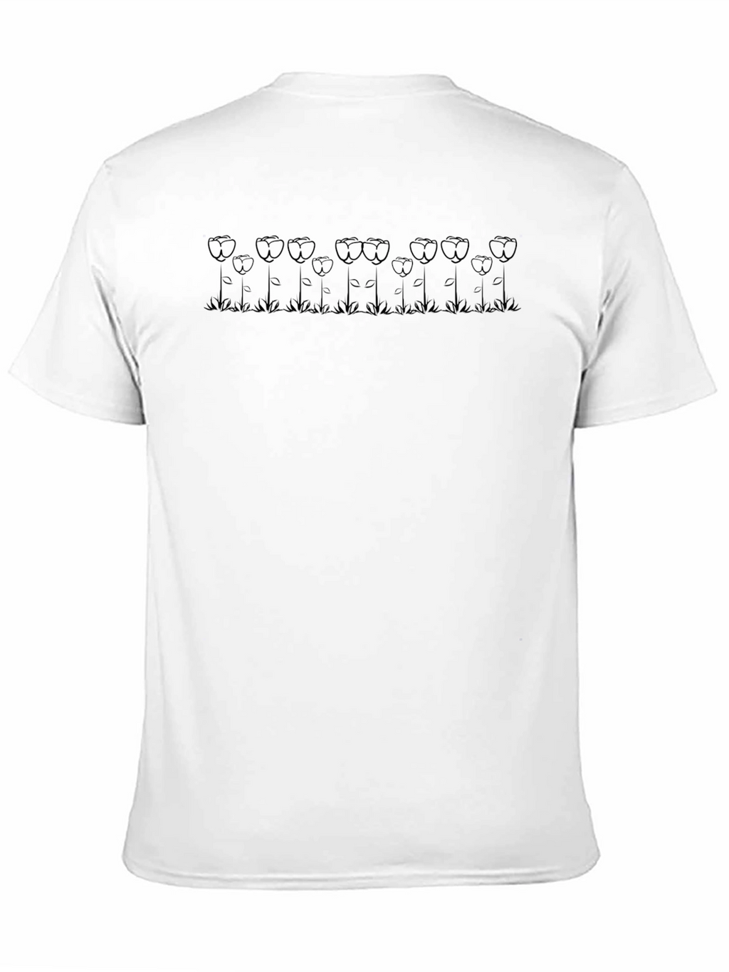 Floral Outline Tee - Casual Black T-Shirt
