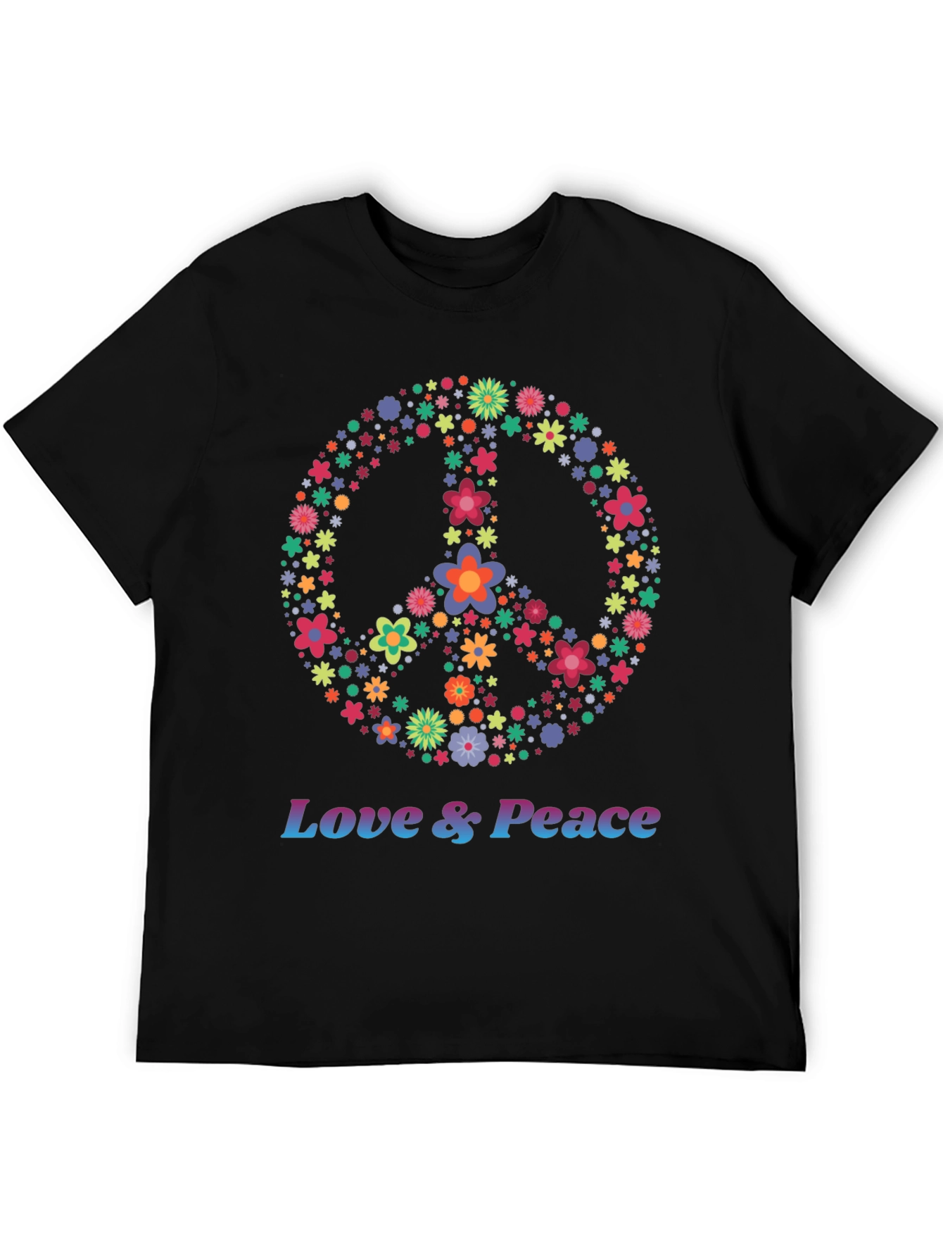 Floral Peace Sign Graphic Tee - Love & Peace