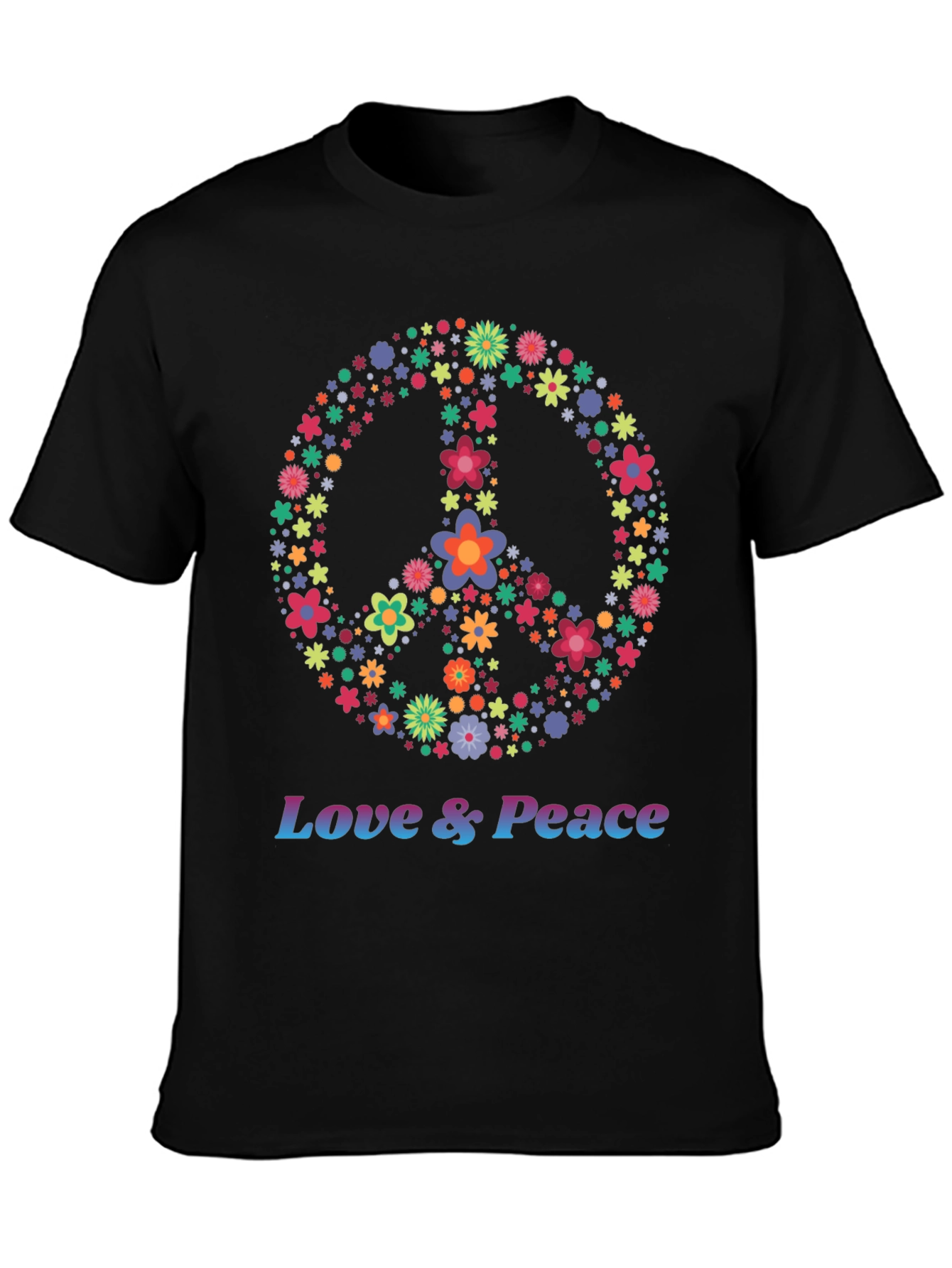 Floral Peace Sign Graphic Tee - Love & Peace