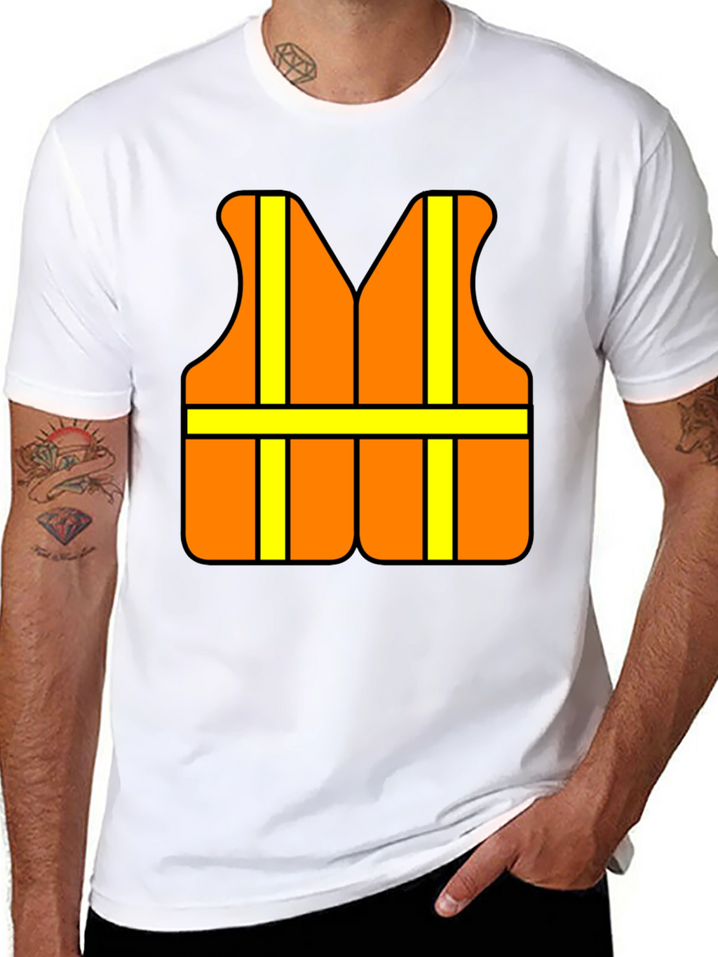 Funny Construction Worker Safety Vest Graphic T-Shirt