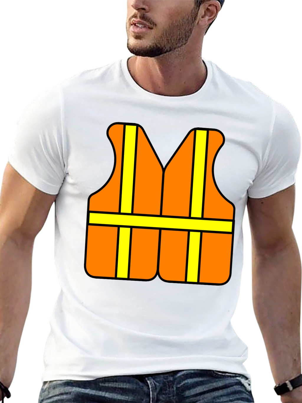 Funny Construction Worker Safety Vest Graphic T-Shirt